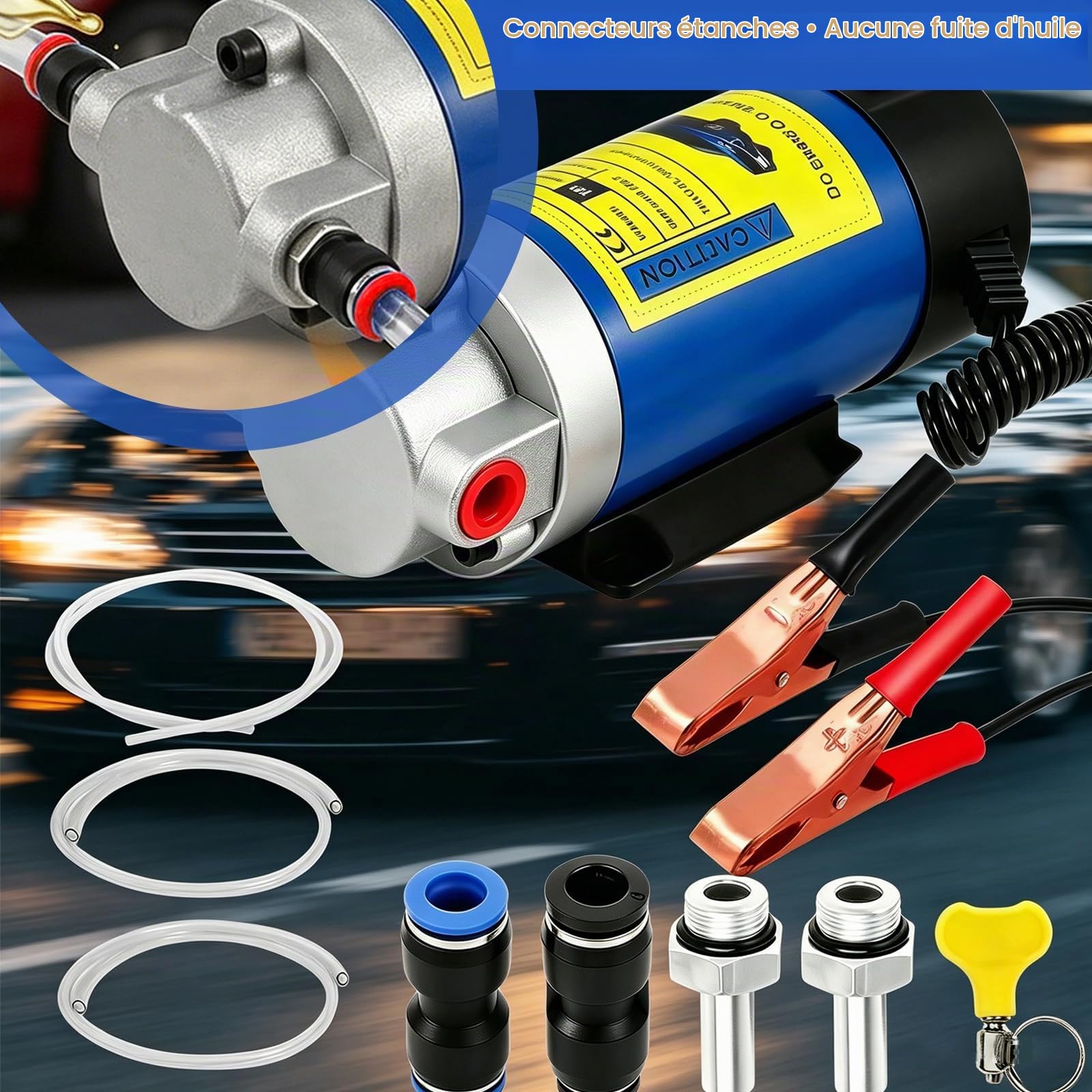 Pompe D'extraction D'huile 12 V 100 W, Pompe de Vidange D'huile, Compatible avec les Pompes à Carburant, Pompe électrique Portable Auto-amorçante pour Moteurs Diesel de Voitures Motos Bateaux Camions