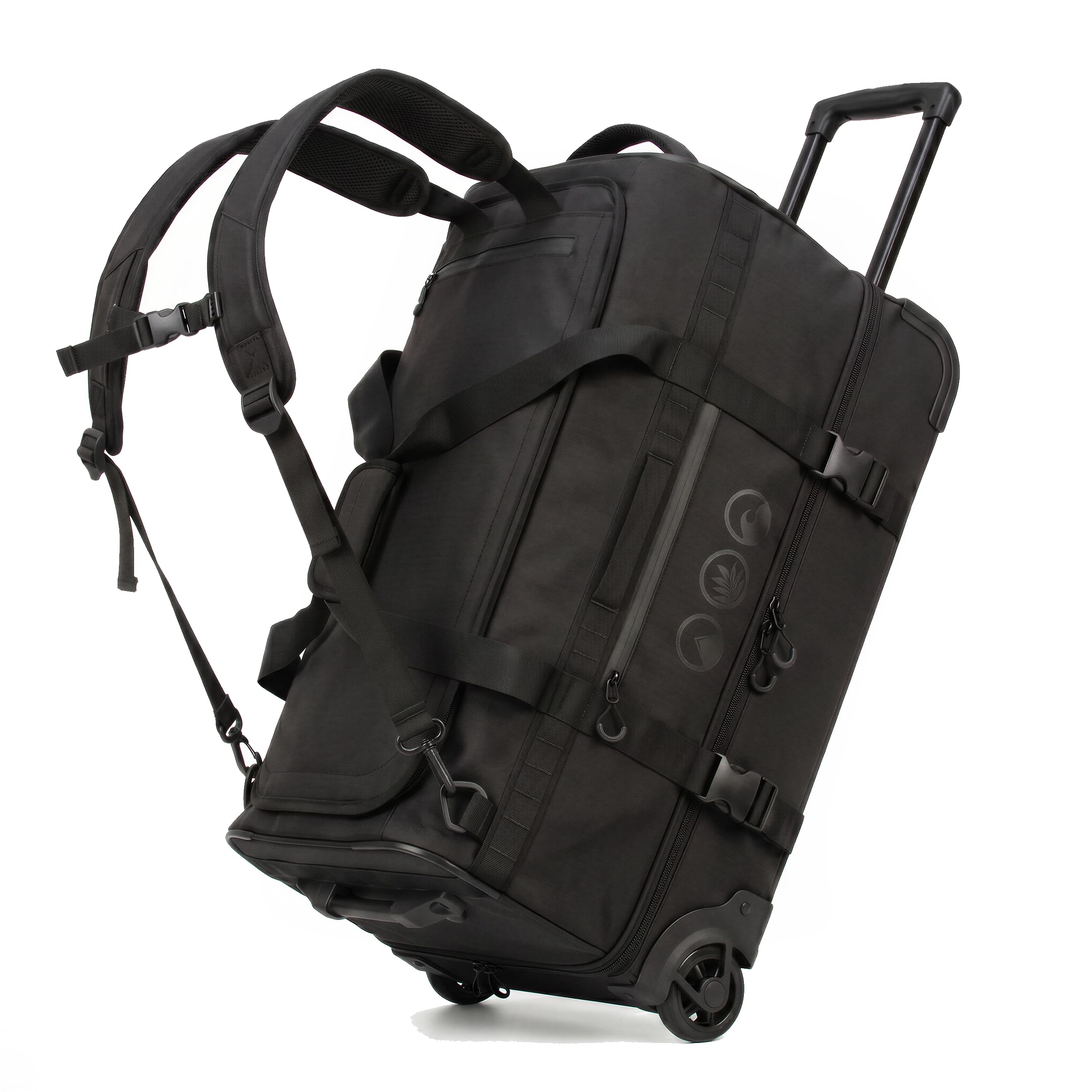 XL Reisetasche mit Rollen 3-in-1 Rucksack und Trolley wasserabweisend | Flow mit Schuhfach und Schutzecken für Herren & Damen | XL Reise-Rucksack aus hochwertigem Ripstop schwarz