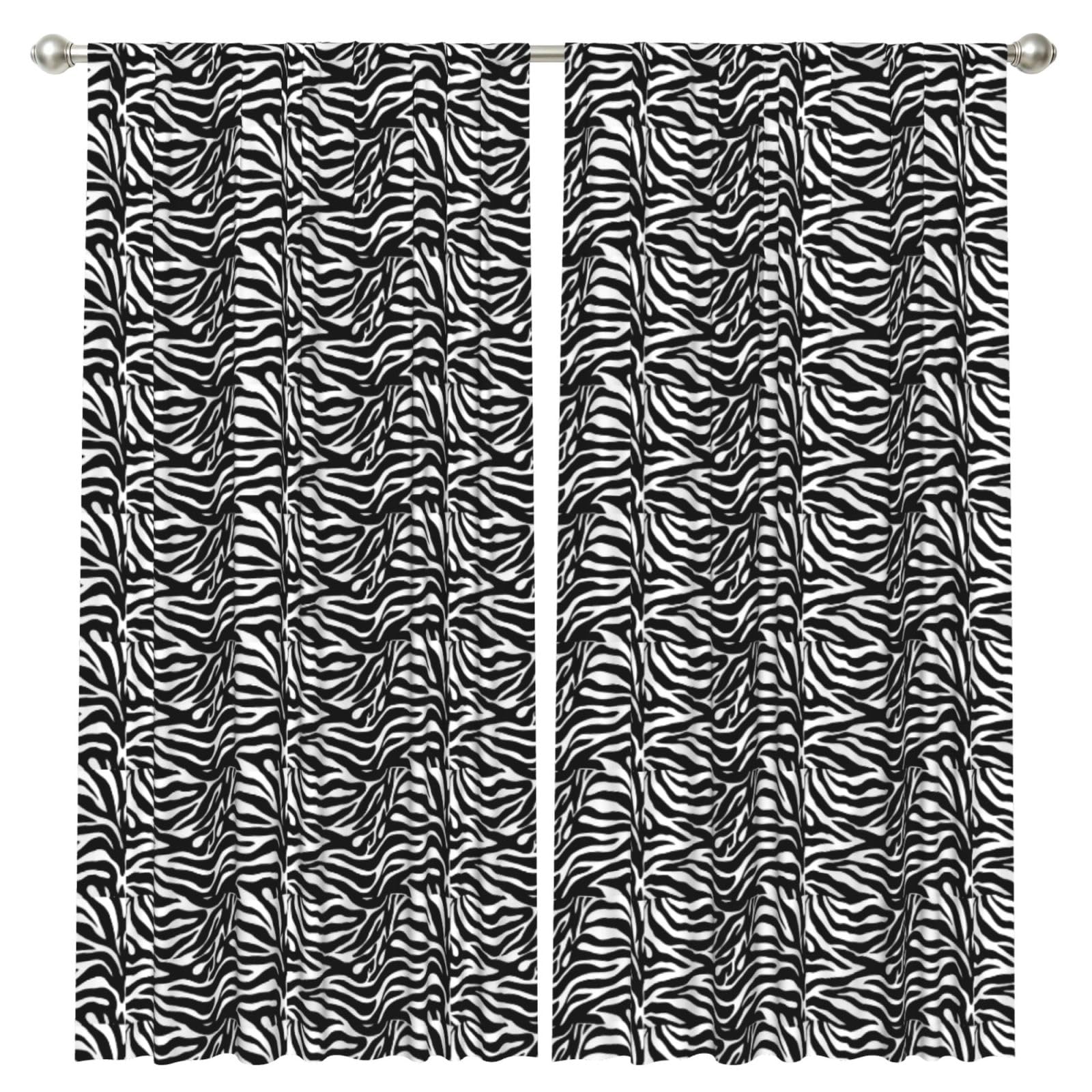 InOmak Zebra Print, 2 Panels Window Curtains 52 x 84 Inch Blackout Curtains for Living Room Bedroom