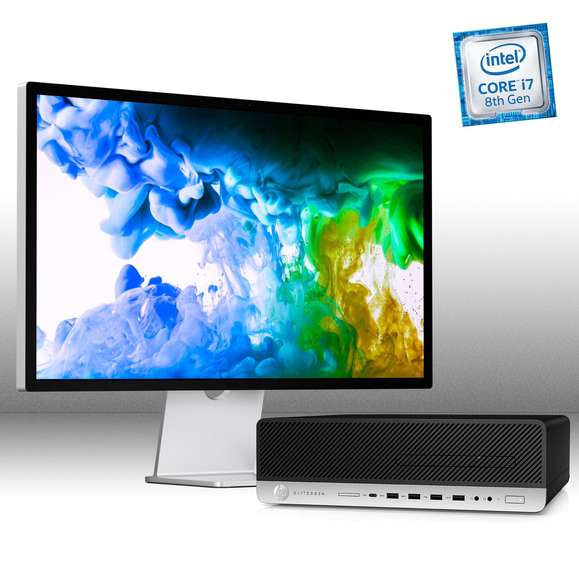 HP, Pc Desktop SFF Pronto All'Uso, Computer Pc Fisso Intel i7-8700
