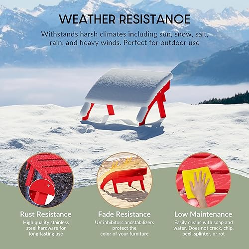 Vista 100 de WestinTrends Otomana para exteriores, reposapiés otomano Adirondack para patio, taburete de madera de polietileno para todo tipo de clima