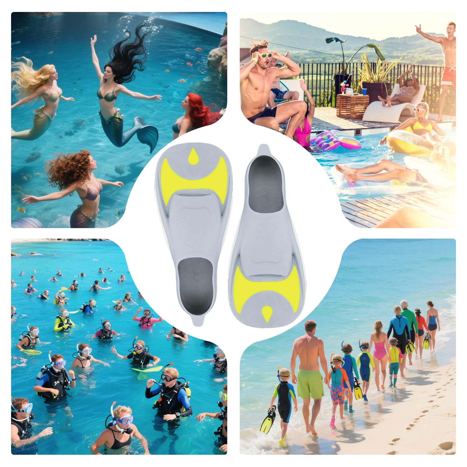 Aletas Natatorias Adultos | Equipo de Buceo Estabilizador Ergonómico - Aletas De Natación Corto Y Aletas Snorkel,para mujeres hombres niños niñas para bucear natación apnea entrenamiento viajes