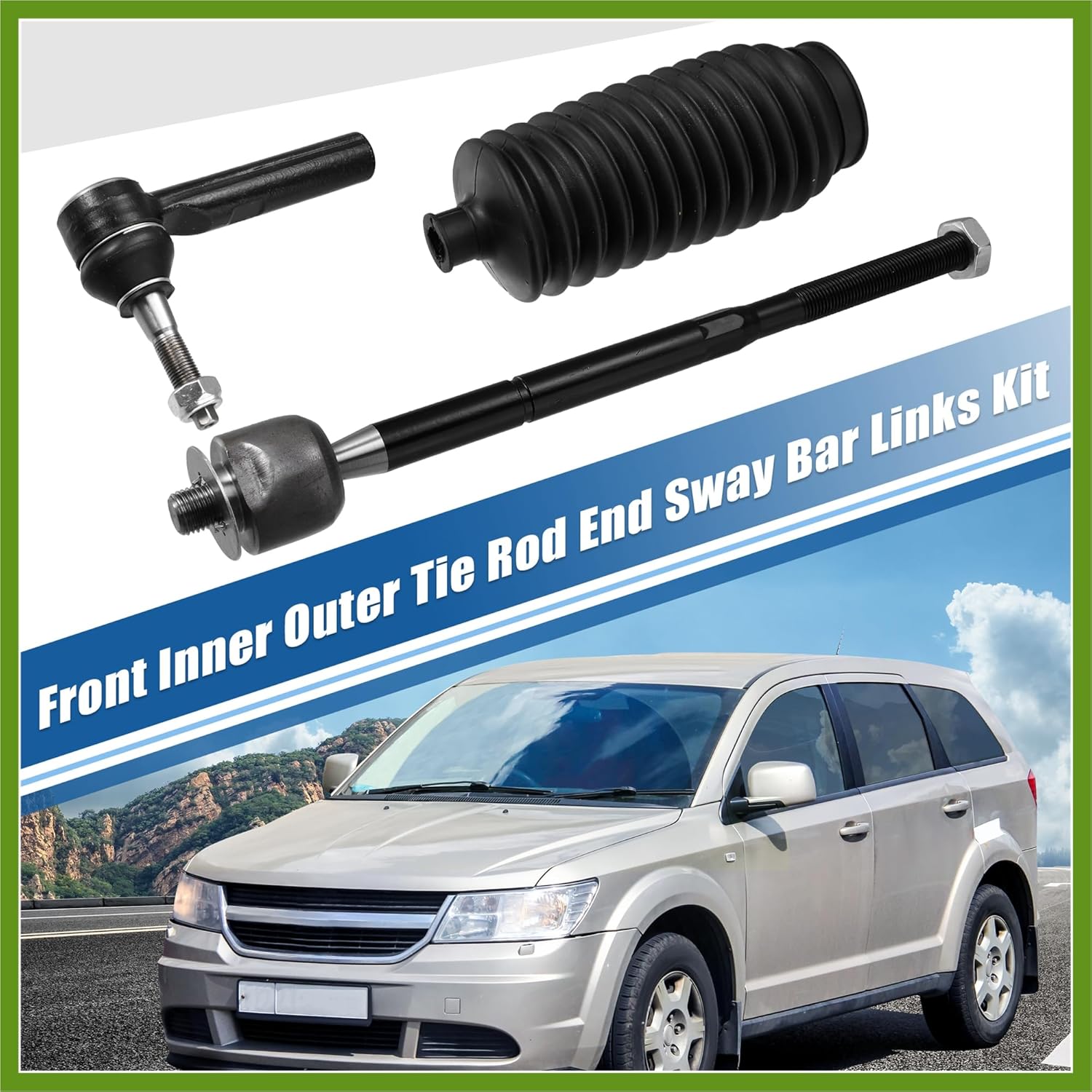 6pcs Front Inner Outer Tie Rod Links Suspension Steering Tie Rod End EV80645 ES800408 for Dodge Caliber 2007-2012 for Jeep Patriot Compass 2002-2016 Vehicle Components