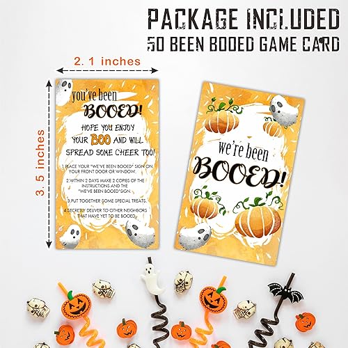 Miniatura 2 de Juego de fiesta de Halloween  You've Been Booed, We Been Booed!  Juego de 50 tarjetas de juego de calabazas de doble cara y fantasma, recuerdos de