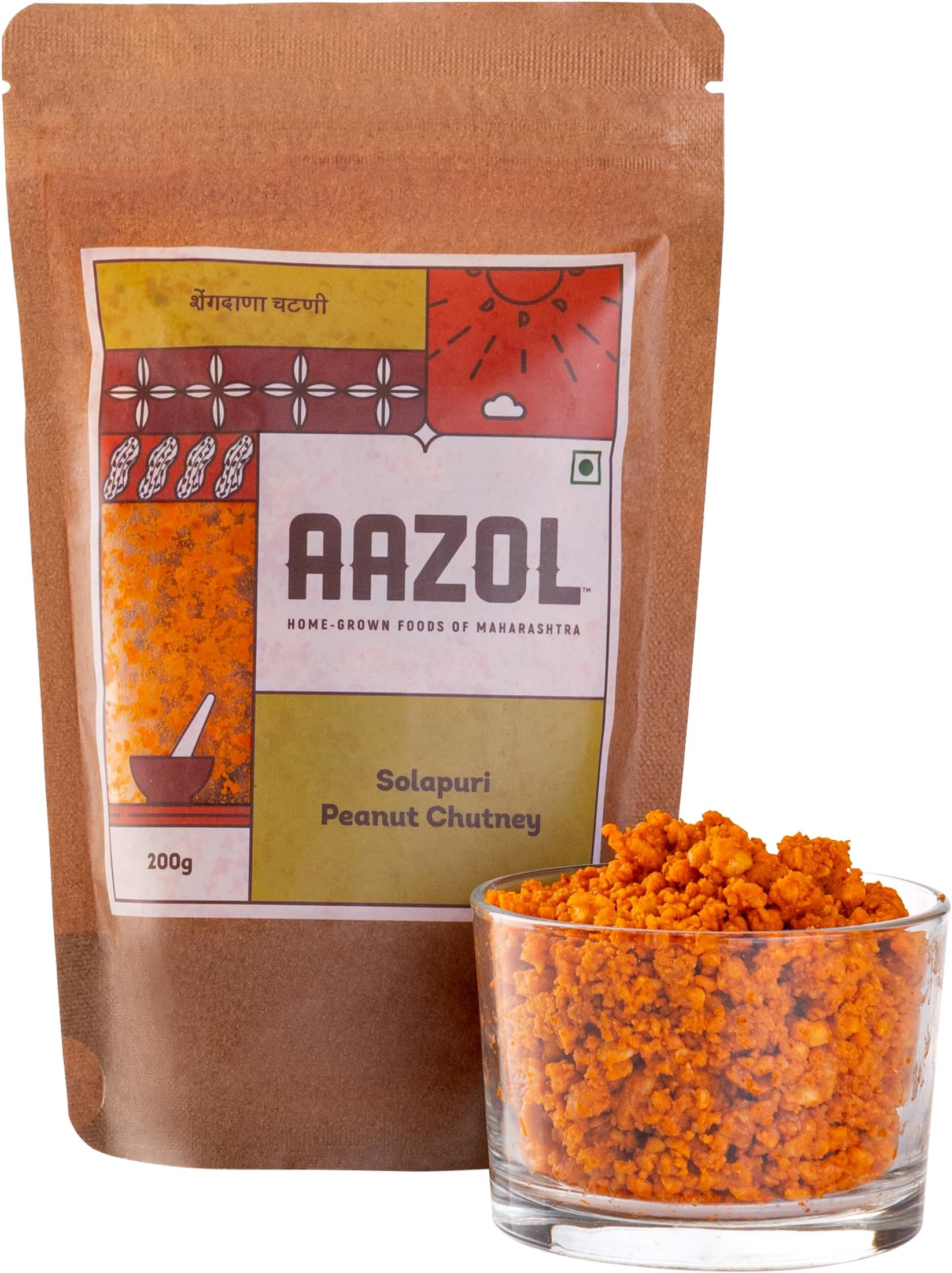 Aazol Solapuri Peanut Chutney - 200g | Mungfali/Shengdana Chutney | Authentic Solapuri Recipe | Spicy & Crunchy | Ready to Eat