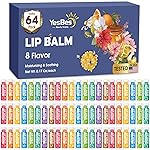 YesBes 64 Pack Lip Balm, Natural Lip Balm Bulk with Vitamin E and Coconut Oil, Moisturizing Lip Balms for Dry Cracked Lips, Lip Balms for Stocking Stuffers - 8 Flavors