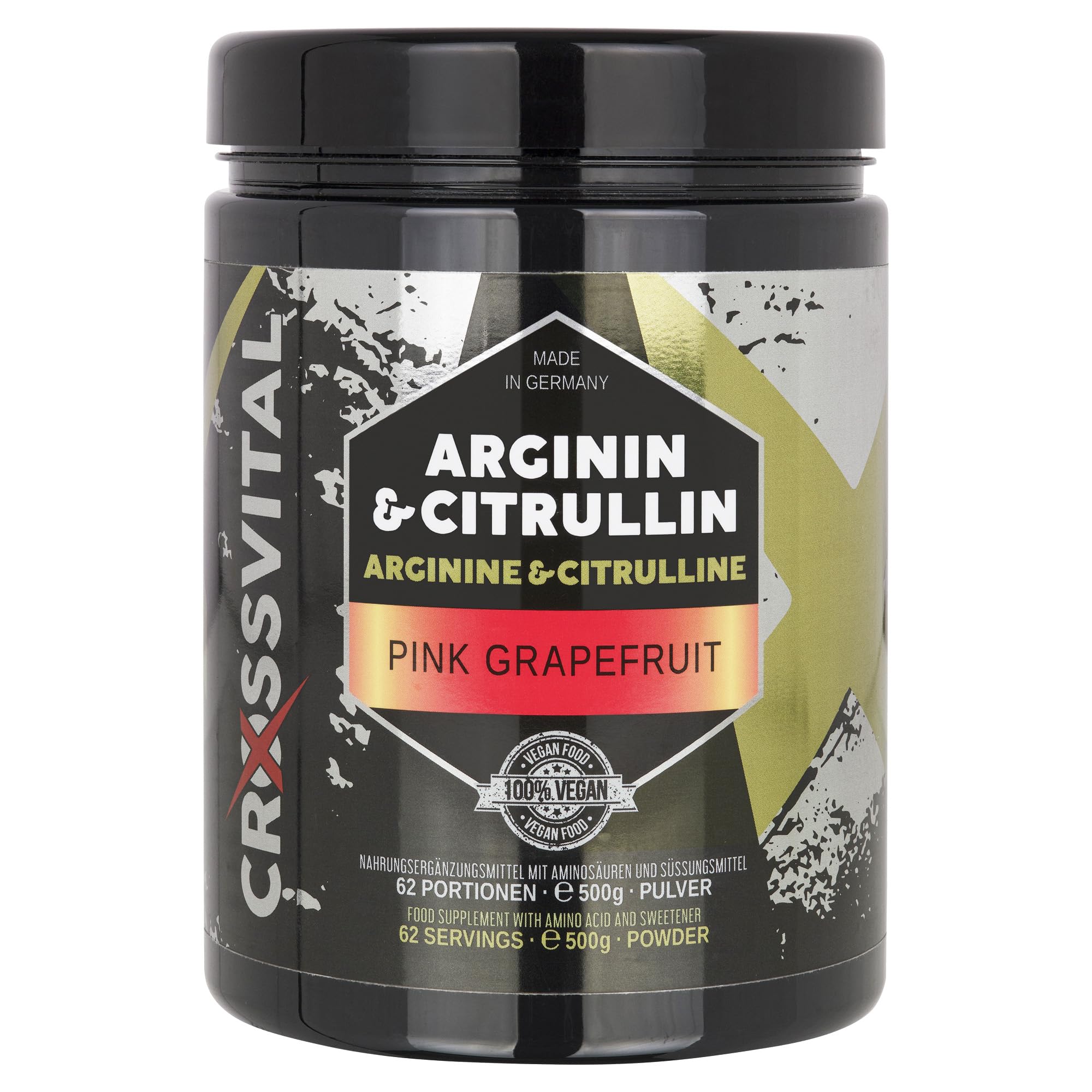 L-ARGININ & L-CITRULLIN Pulver I Pink Grapefruit I CROSSVITAL I vegan I 500g I made in Germany
