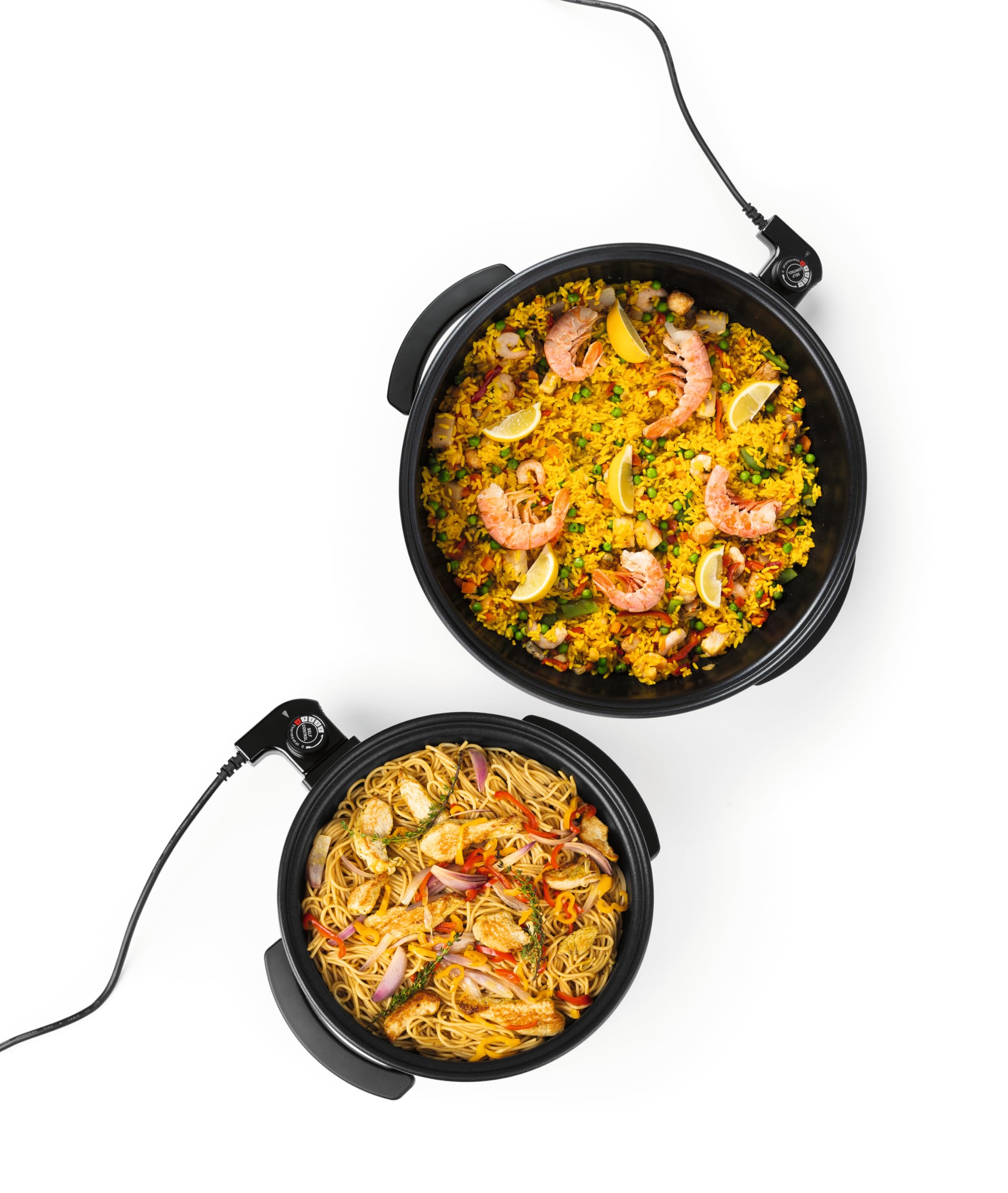GOURMETmaxx Elektryczna patelnia do pizzy z termostatem i szklaną pokrywką | wielofunkcyjna, 30 cm, 1500 W | patelnia do pizzy