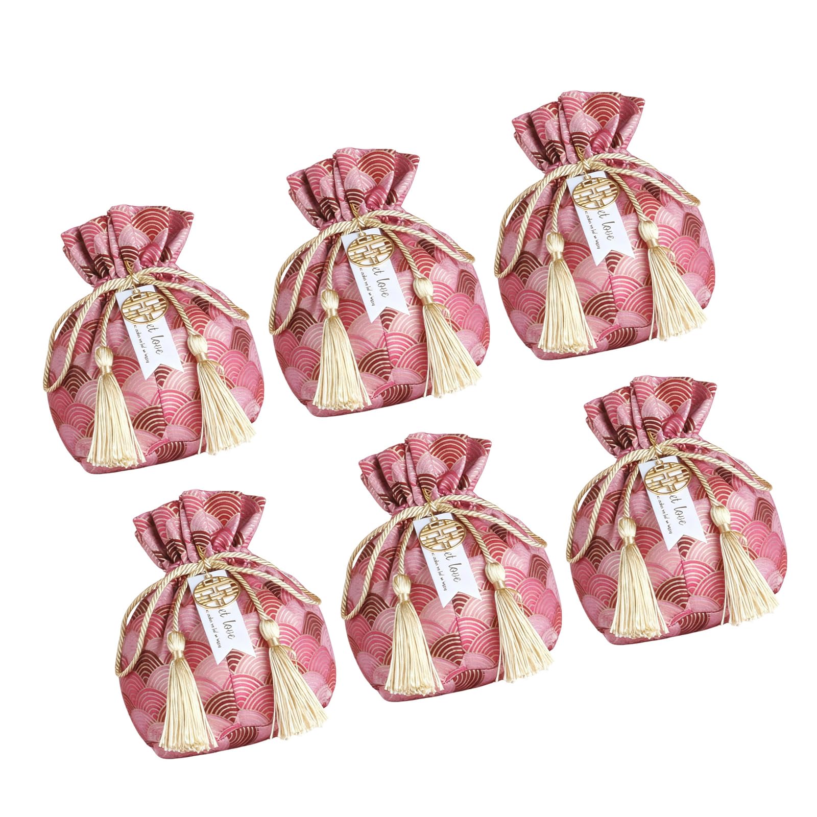 Jazuaiao Velvety Candy Pouches Practical Drawstring Design Efficient Chinese Wedding Party Treats for Special Event Chinese Styles Velvety Wedding Favor Bags