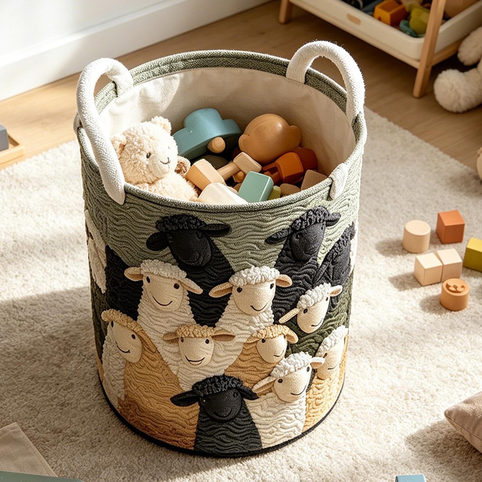 Cesto portabucato trapuntato con maniglie Contenitore per Panni Sporchi a | Cesto Organizzatore per Abbigliamento Per carini proprietari di casa e affittuari, camera bambini, came