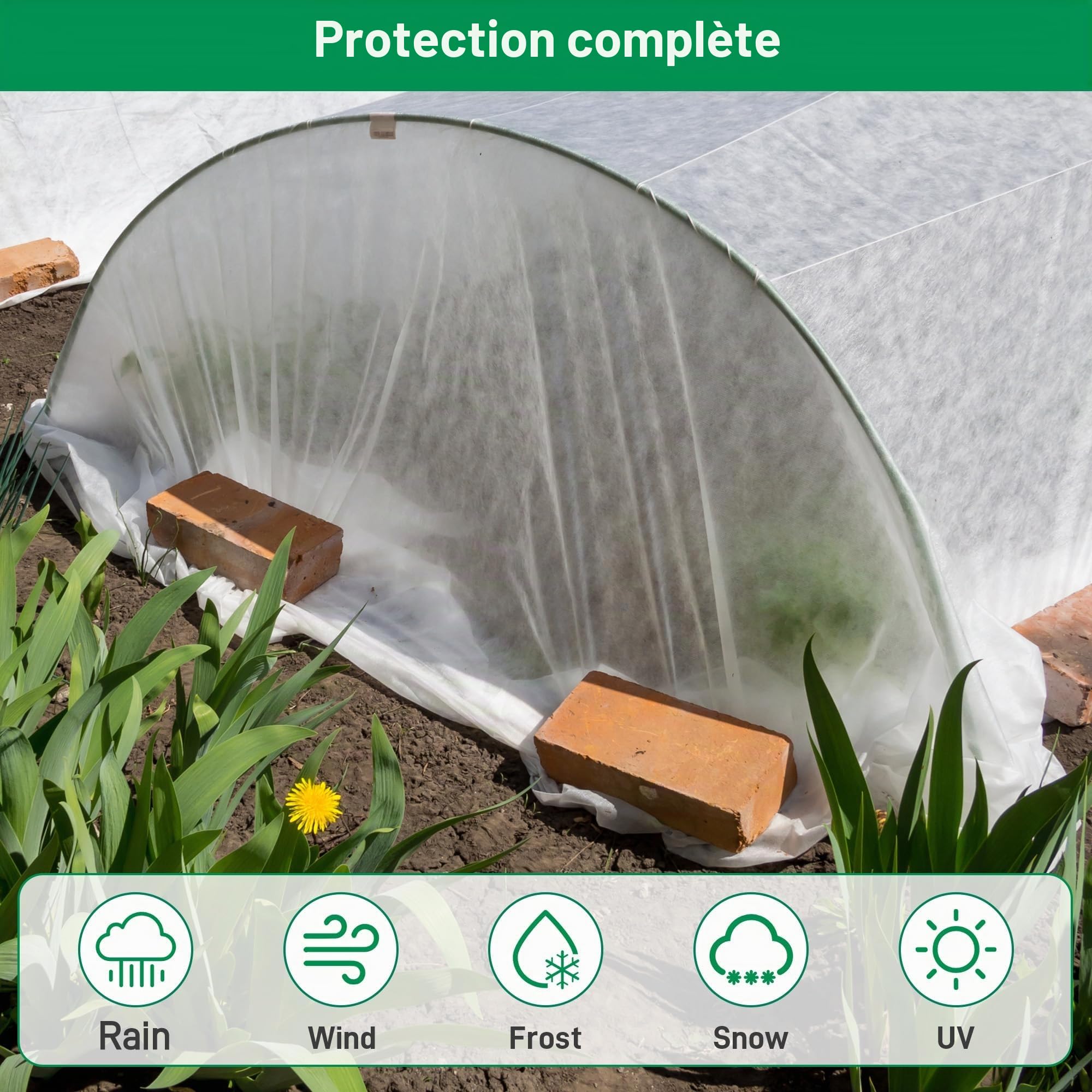 Housses Toison Non-tissée de Protection 30g/m² 3m*10m | Voile d'Hivernage pour Plantes, Résistant Protection Hivernale pour Protège Les Plantes, Fleurs et Légumes, Blanc