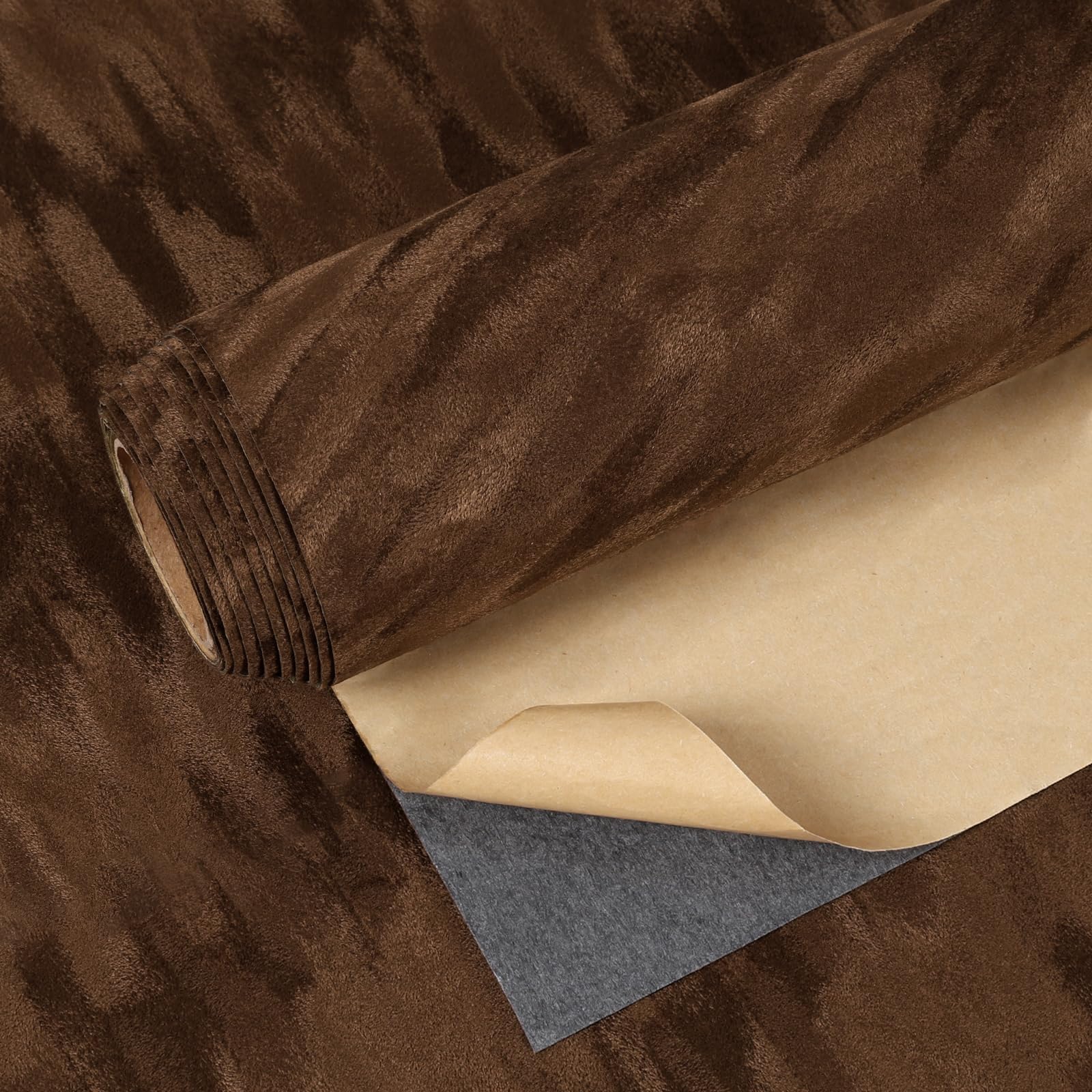 Papier peint velours marron autocollant à motif, film adhésif épais pour tiroirs et meubles