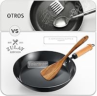 Vista 9 de Zulay Kitchen Juego de 6 cucharas de madera para cocinar, juego de utensilios de madera de teca natural, fácil de limpiar, duradero, suave