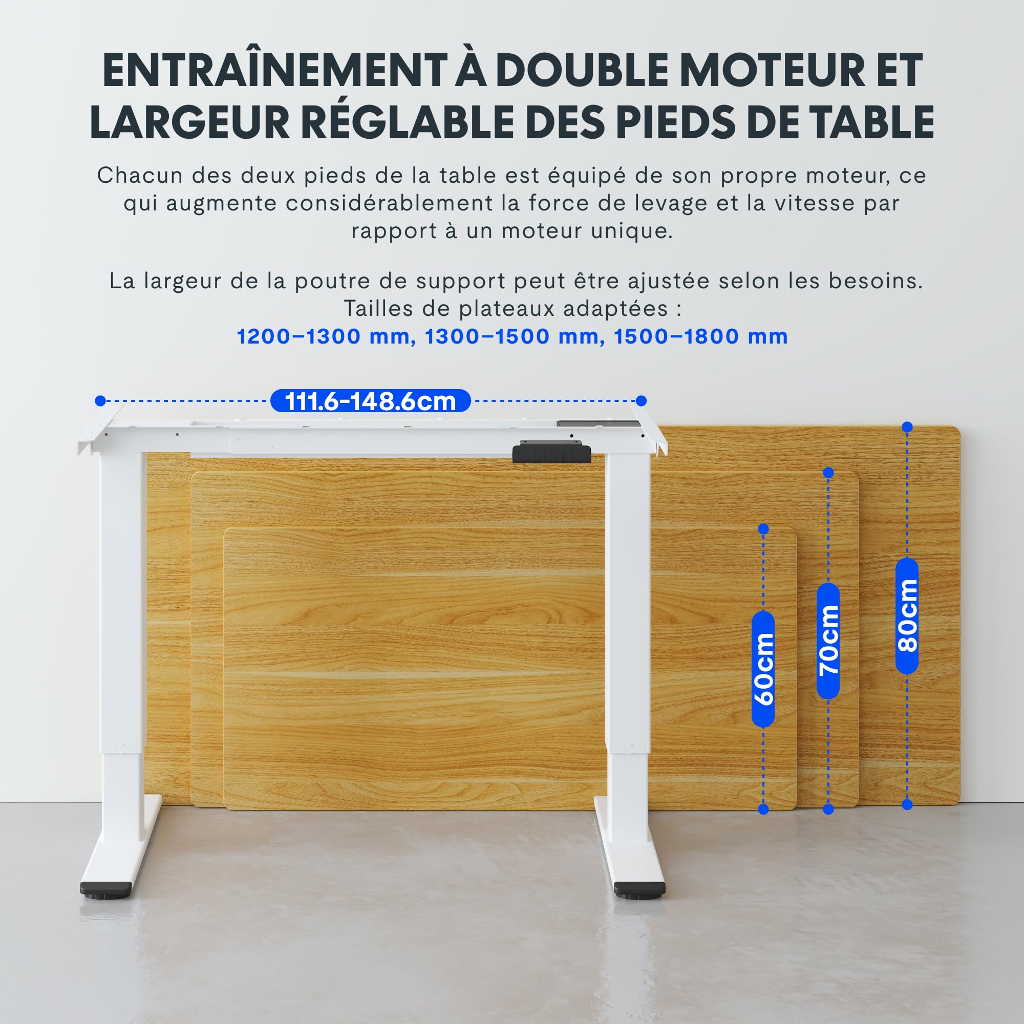 FLEXISPOT Bureau Assis Debout à 2 Moteurs, Cadre de Bureau Réglable en Hauteur en Acier avec Panneau Smart à Fonctions Mémoires et Système Anti-Collision, Charge 100kg, Noir