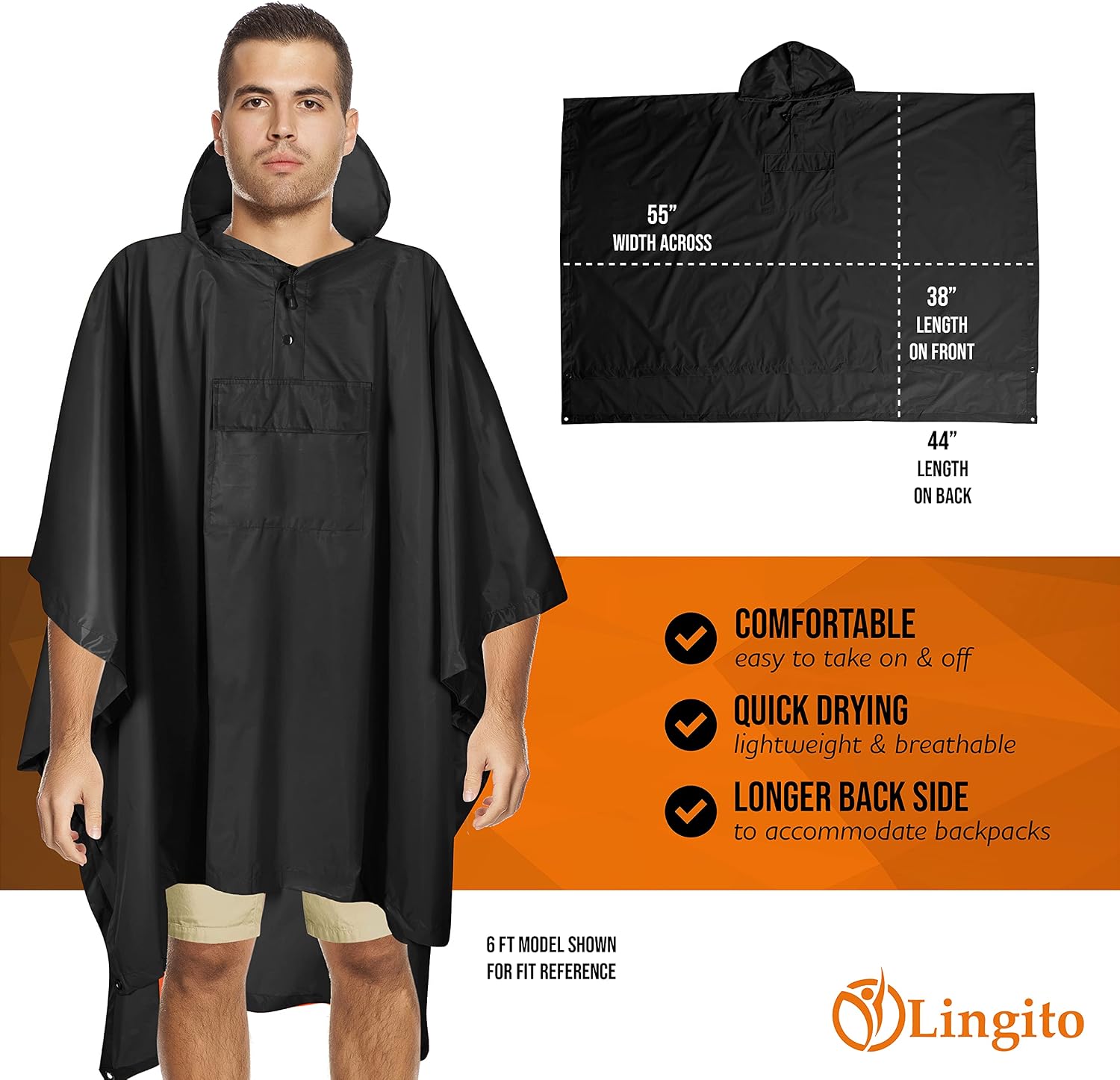 Heavy Duty Rain Poncho for Backpacking, Waterproof Lightweight for Adults, Military, Emergency, Camping, Men, Women image 2