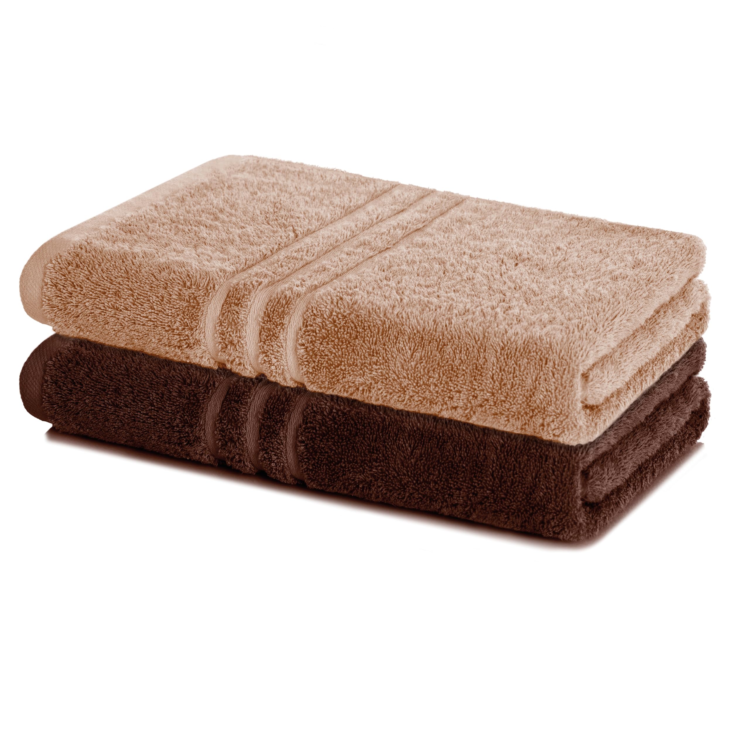 Lavea® 2 Teli Bagno 100x150 cm in Spugna di Cotone 100% Morbidi e Assorbenti, per Casa Hotel Spa – Ideale anche come Asciugamano Doccia – Cappuccino e Marrone Caffè