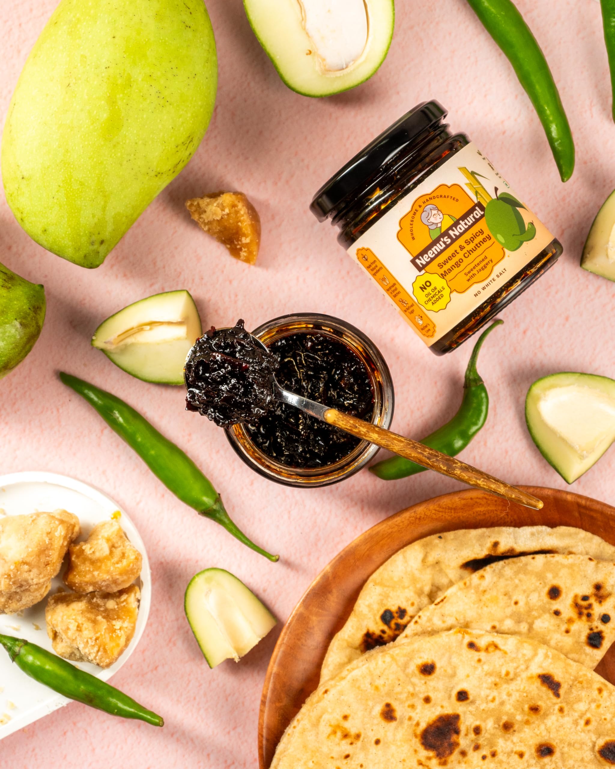 Neenu's Natural Sweet and Spicy Chutney - 200gm | Traditional Indian Mango Achaar & Pickle | No-Oil | Homemade Style Sweet Mango Preserve, Chutney & UppinKai | No Preservatives - Image 6 thumbnail