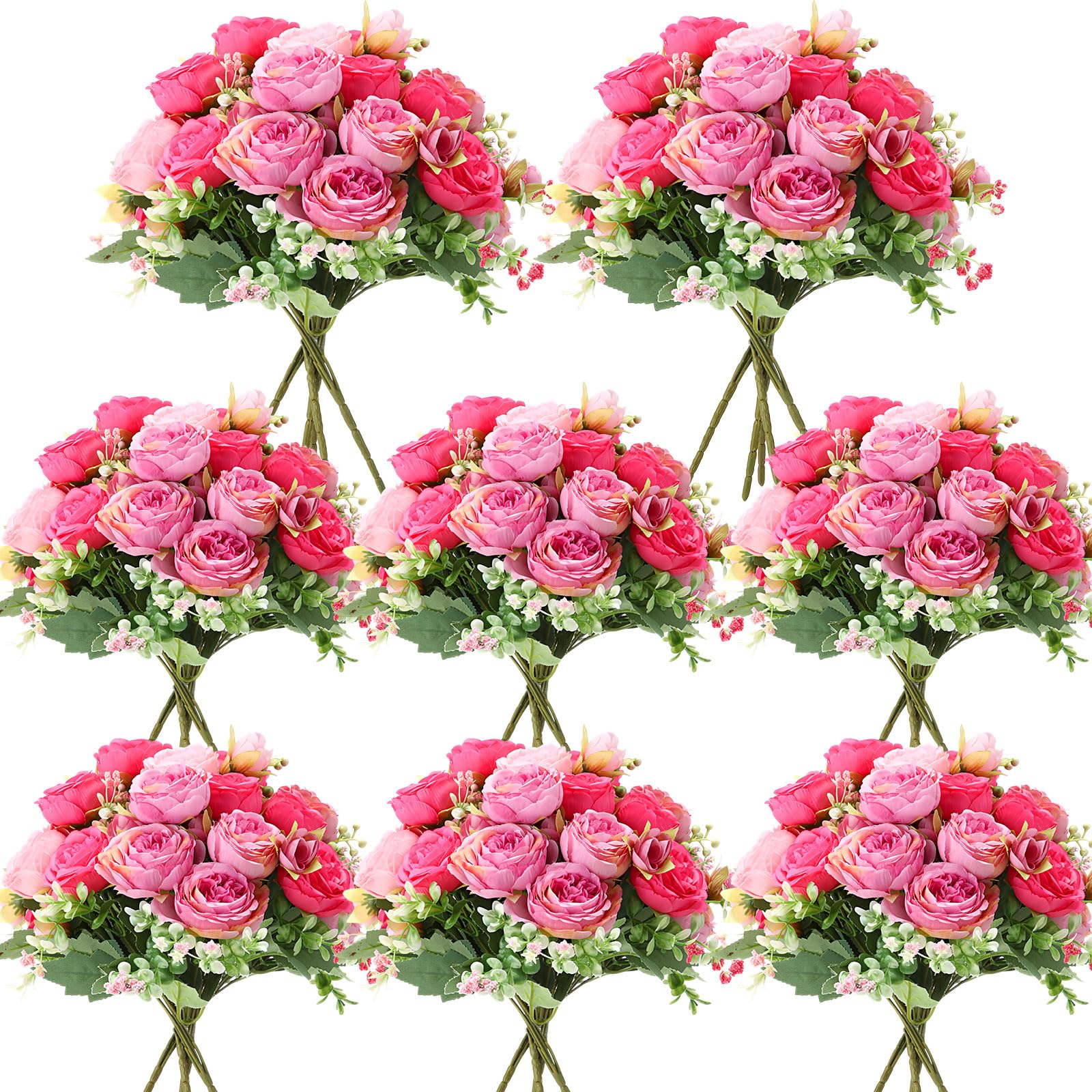 Geosar 8 Bundles Artificial Peonies Flowers