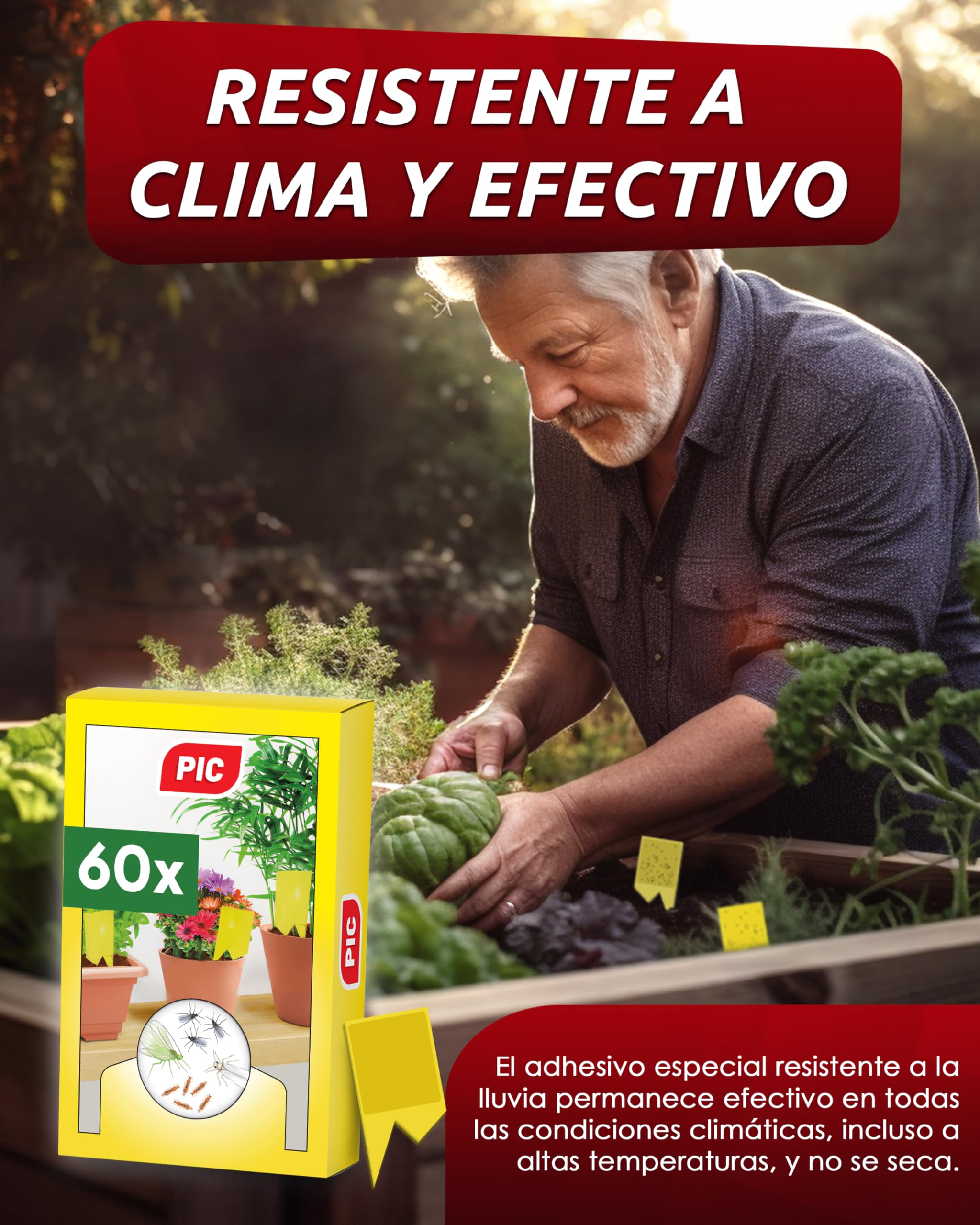 PIC Trampas Cromaticas Amarillas contra para Mosquito del Mantillo - 60x Pegatinas Trampas para Mosquitos, Eficaz Trampa Mosquitos No Tóxica, Ideal para Plantas De Interior contra Moscas pequeños