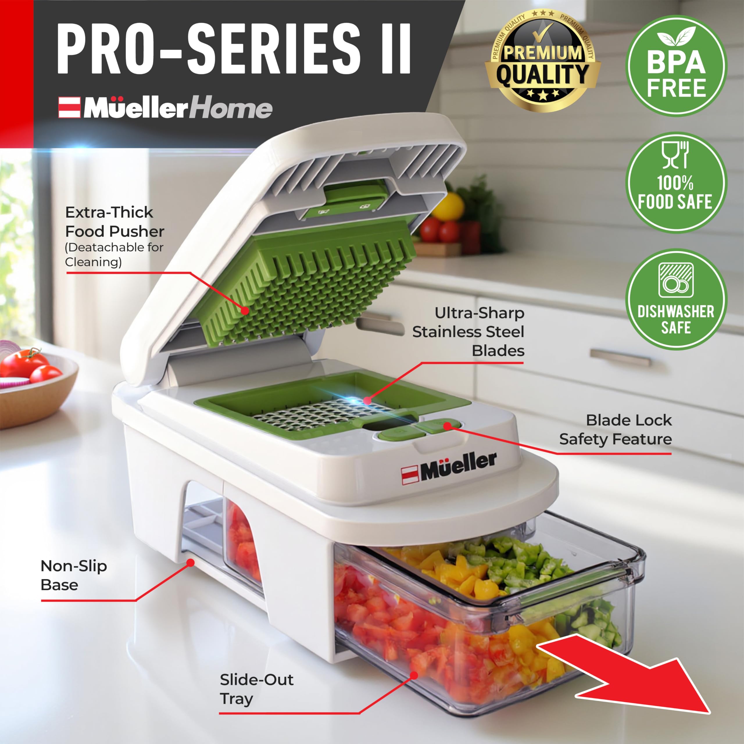 Mueller Pro-Series All-in-One, krajalnica mandolinowa z 12 ostrzami do kuchni, krajalnica do żywności, krajalnica do warzyw i spiralizator, krajalnica, kostka, tarka, prezenty na Dzień Matki