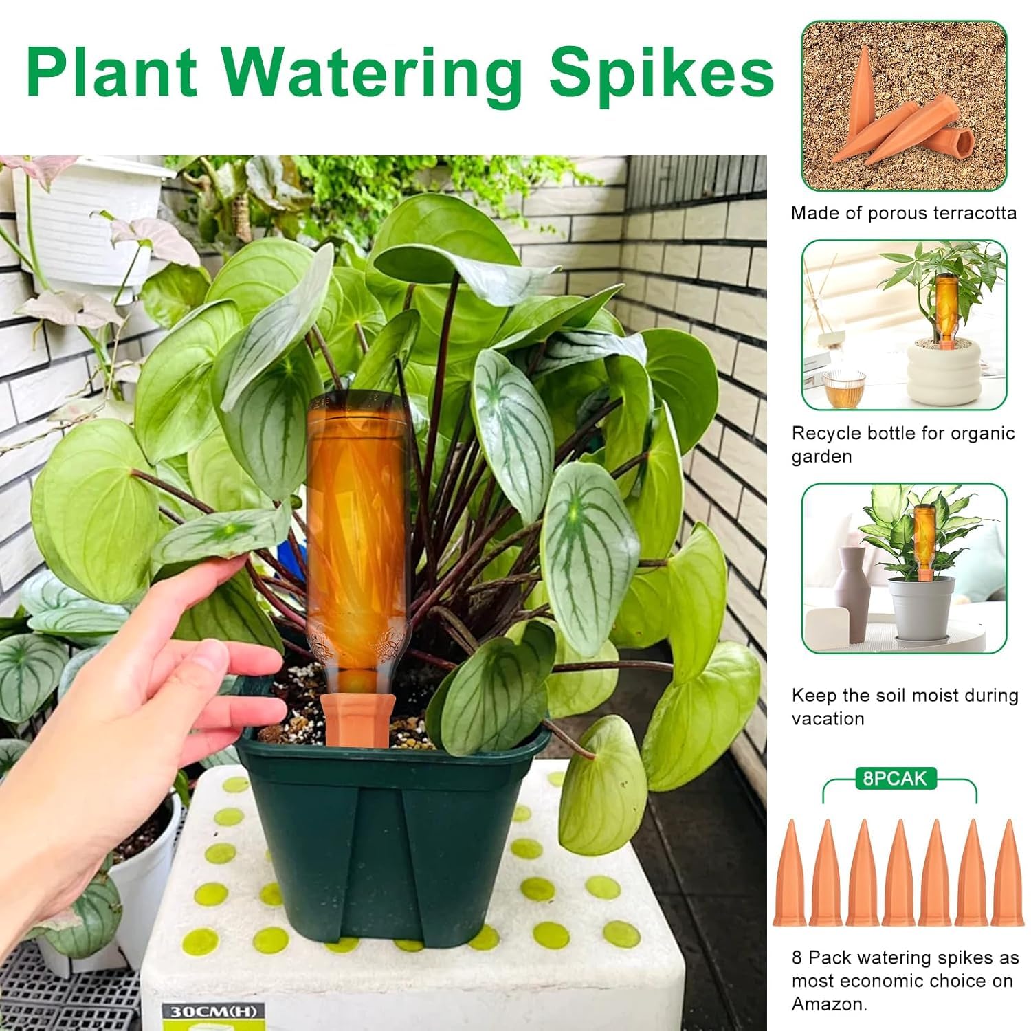 Coni Irrigatori per Piante,Strumenti per Irrigazione,Irrigazione Automatica per Piante da Interno,Kit da 8 Coni per Piantes,Pianta Acqua Dispositivi per Giardino Casa All'aperto per Vacanza