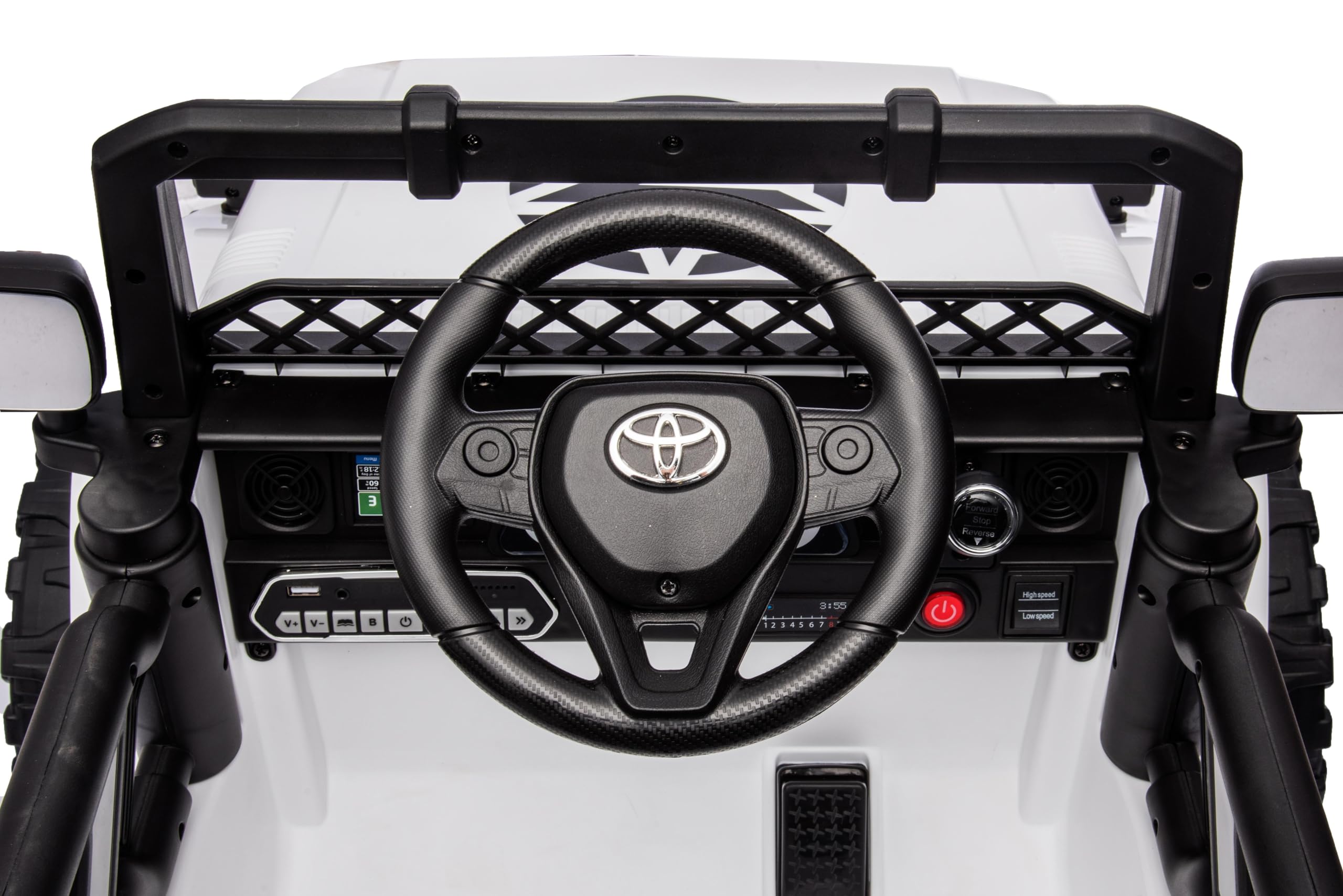 TOYSCAR Auto Macchina Elettrica per Bambini Jeep Toyota Fj Cruiser 12V Ruote in Gomma Full Optional Sedile Pelle Porte Apribili Tappetino e Telecomando (Bianco)