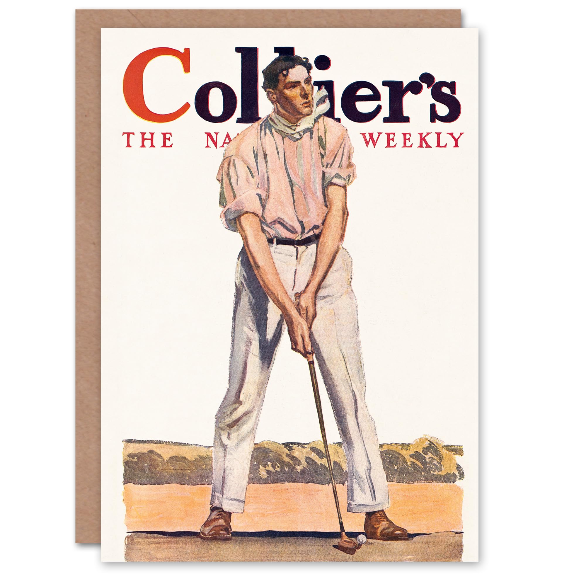 Artery8 Edward Penfield Art Card Vintage Magazine Cover Golfer Fore