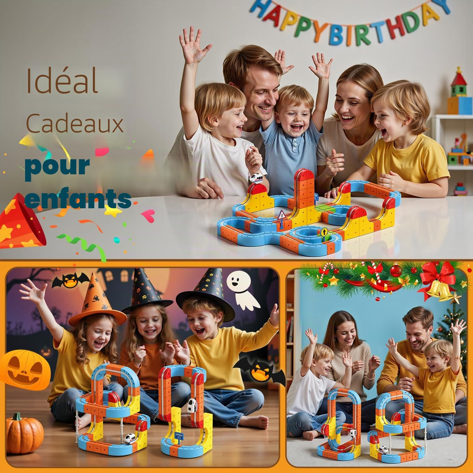 80 Pièces Circuit Train Electrique Clickrail, Jouet Enfant 3 4 5 6 7 8 Ans Garcon Fille Cube Track Cadeau Garcon 3-8 Ans Kit de Train Magnétique à Clickrail