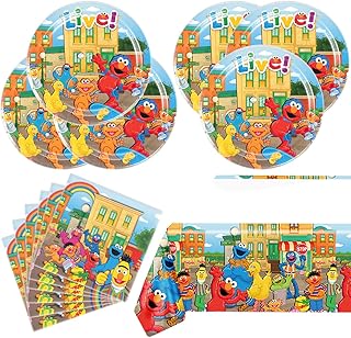 Sesame Elmo Party Tableware,20 Plates 20 Napkin And Tablecloth 70 * 42inch, Sesame Elmo Theme Party Supplies