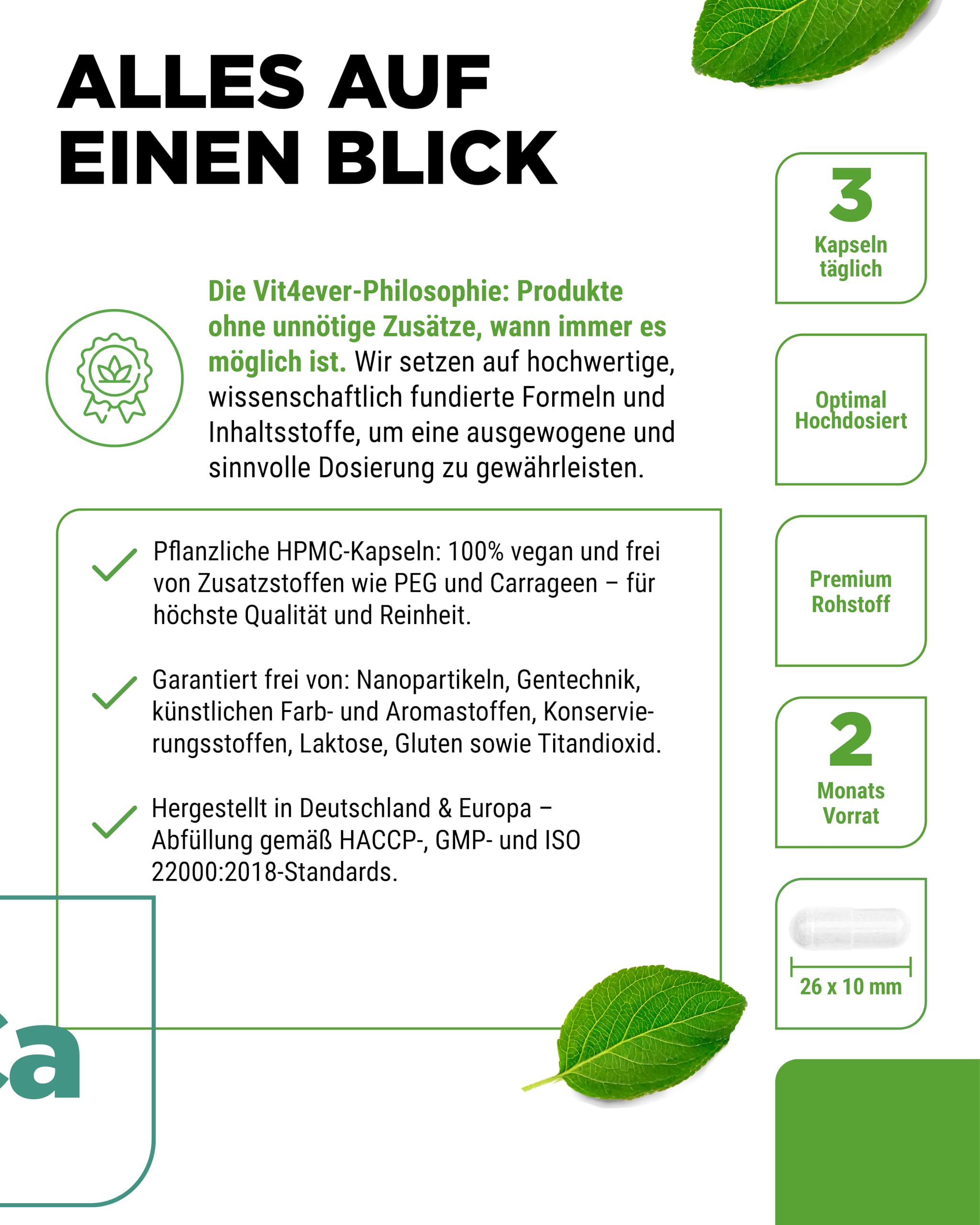 vit4ever Calciumcitrat - 180 Kapseln - hochdosiert mit 1100 mg pro Kapsel | hohe Bioverfügbarkeit, Kalzium für Knochen, Zähne & Energiestoffwechsel, laborgeprüft