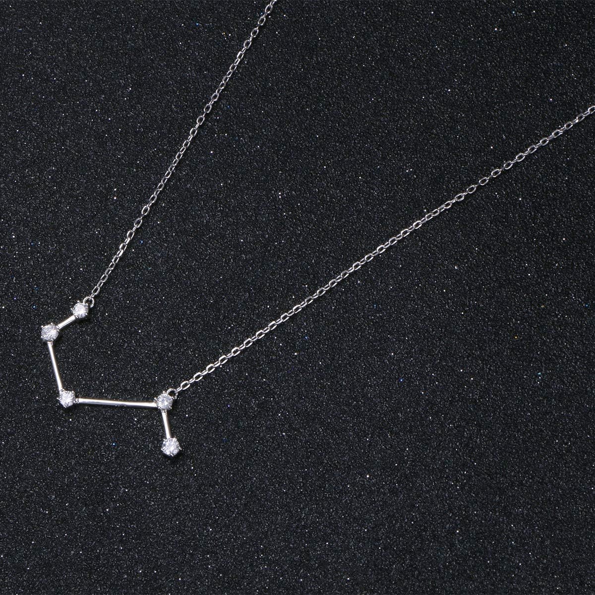 925 Sterling Silver CZ Astrology 12 Constellation Horoscope Sign Astrology Zodiac Star Necklace Birthday Jewelry for Women,18-20 inch