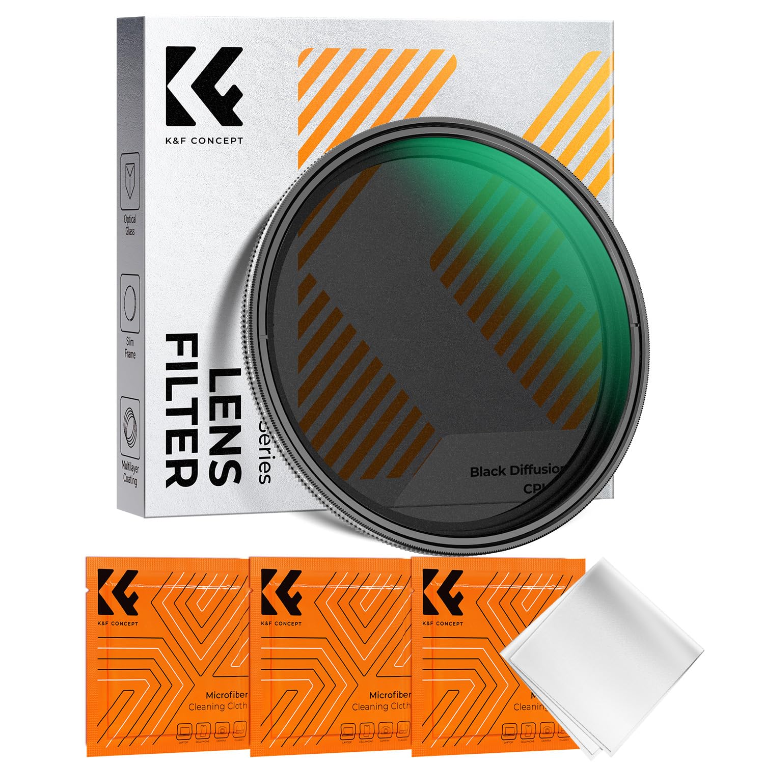 K&F CONCEPT 2 In 1 Filtro Black-Mist 1/4 & Variabile ND2-32 (5 Stop), 77mm Filtro Black Diffusion 1/4 & Densità Neutra ND in Vetro Ottico, Nano Rivestimento con 3Pcs Panno di Pulizia (Nano-K Serie)
