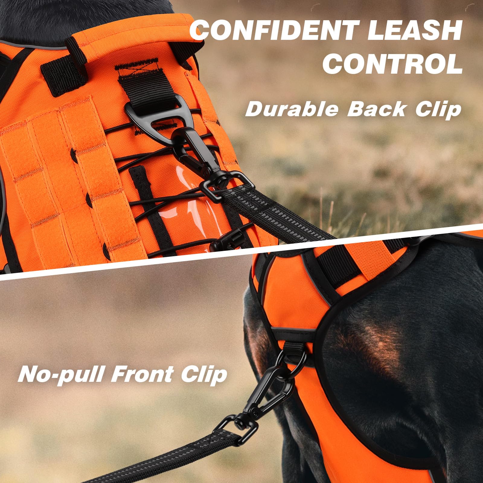 WINGOIN Orange Tactical Dog Harness For Large Dogs