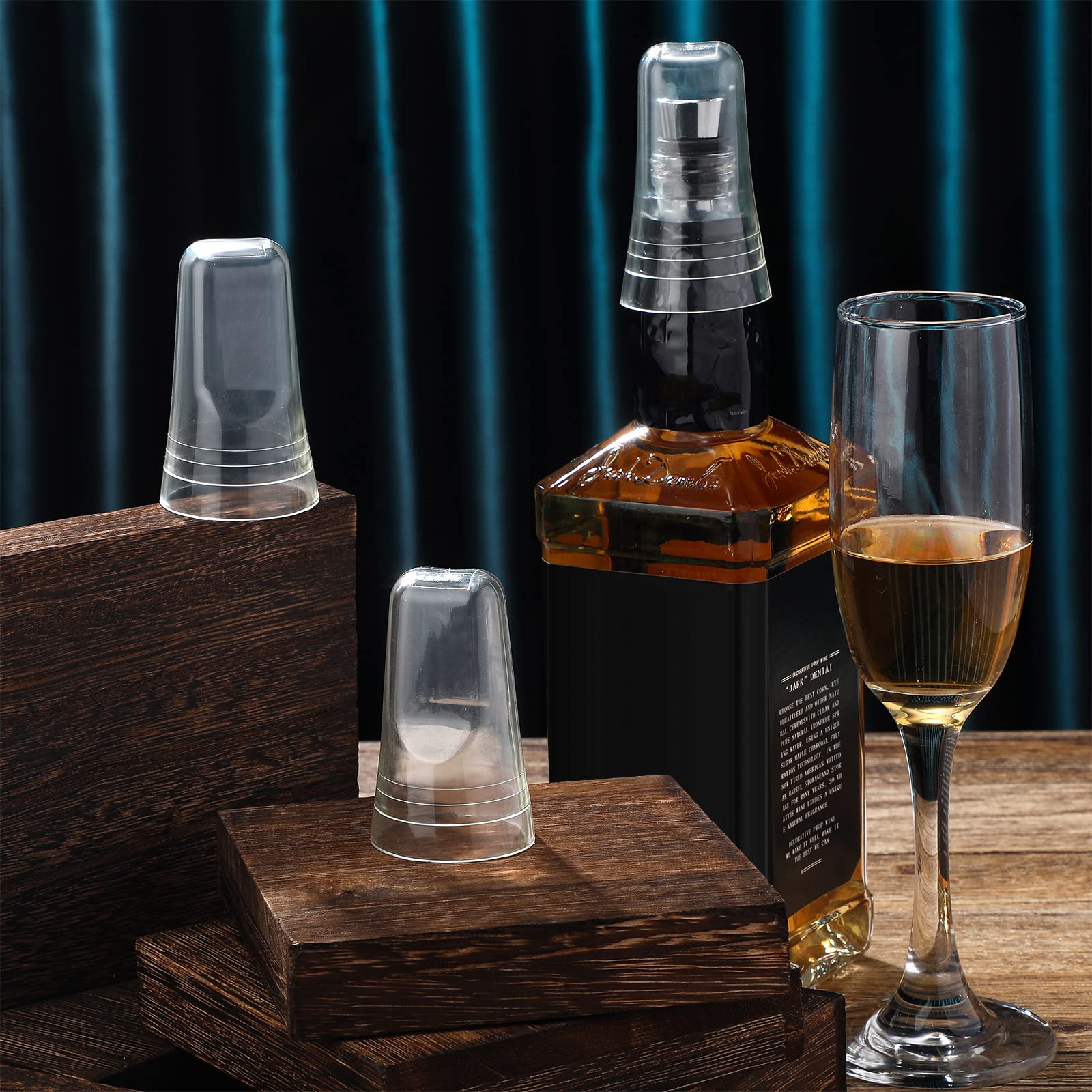 Lot de 100 couvercles de bec verseur translucides universels pour bouteille de liqueur - Couvercles anti-poussière pour la maison et la cuisine (transparents, 100)