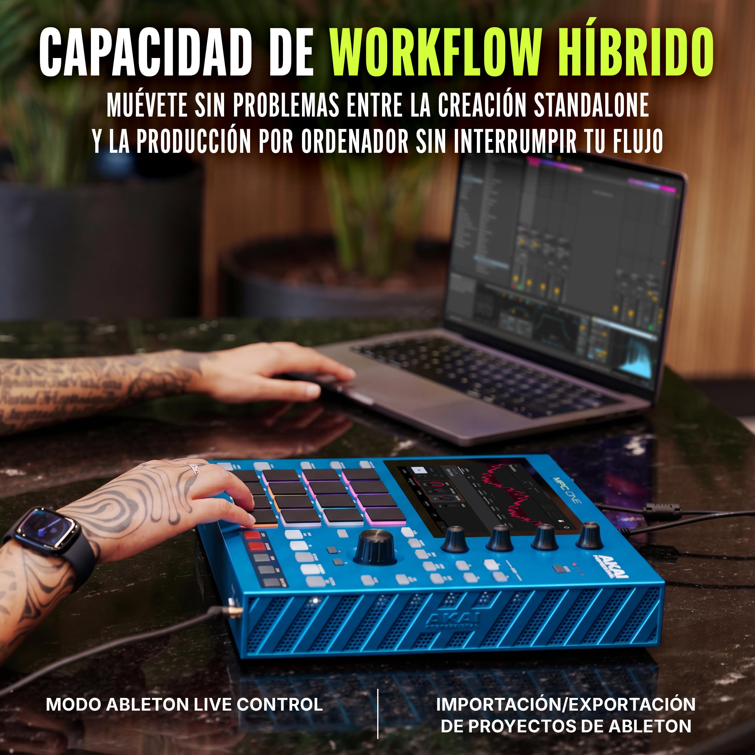 Akai Professional MPC One G2 Centro Producción Autónomo Next-Gen | Para beatmakers y productores, sampling, secuenciación y creación, con USB-C, 16 pads MPC, procesador 8 núcleos, 4GB RAM