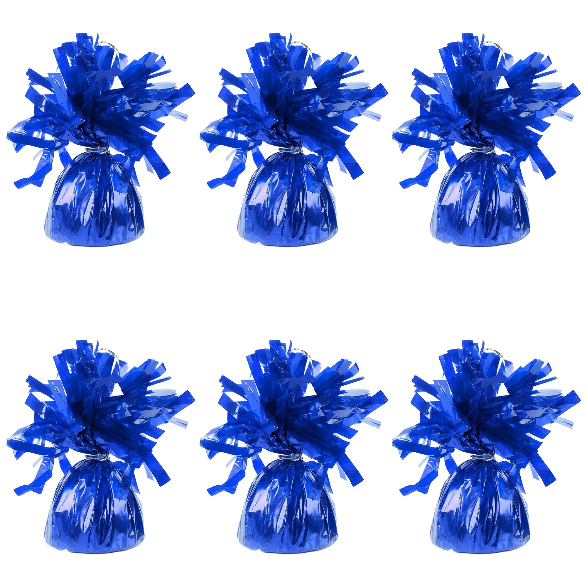 Foil Balloon Weights for Helium Balloons in Royal Blue Foil - 6x 160g Heavy Balloon Weights Birthday Party Wedding Celebration Décor with Tassles