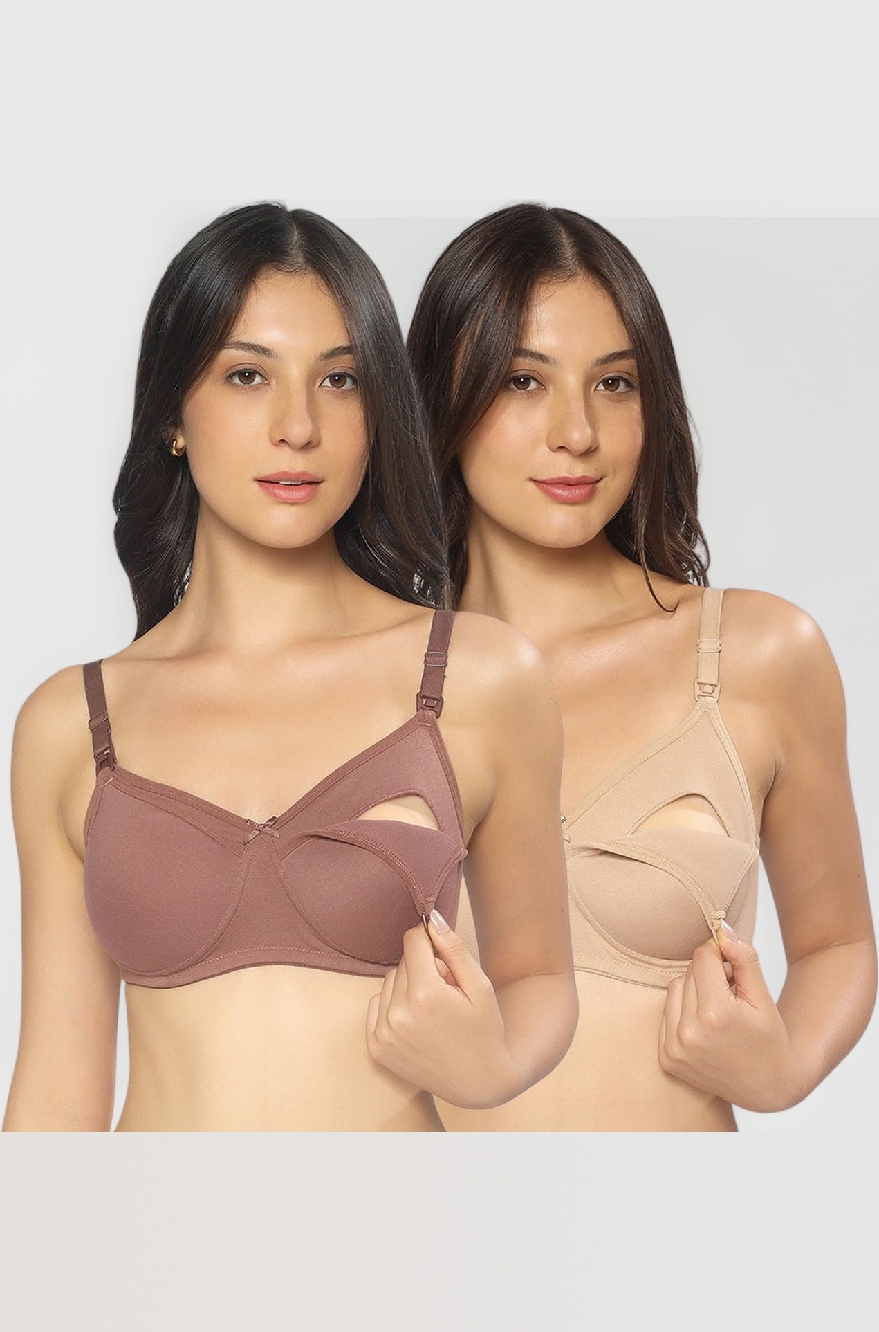 MomToBe Women's Cotton Multicolor Full Cup Non Padded Feeding Bra/Nursing Bra/Maternity Bra Combo