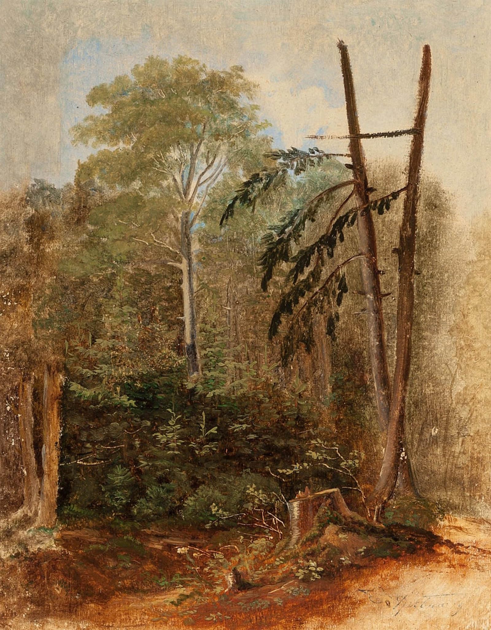 ARTXLXXBN Famous Painting Art Wall Decor Abstract Art Picture Study of a forest landscape by Carl Spitzweg Animal Pictures for Home Decor 60x90cm