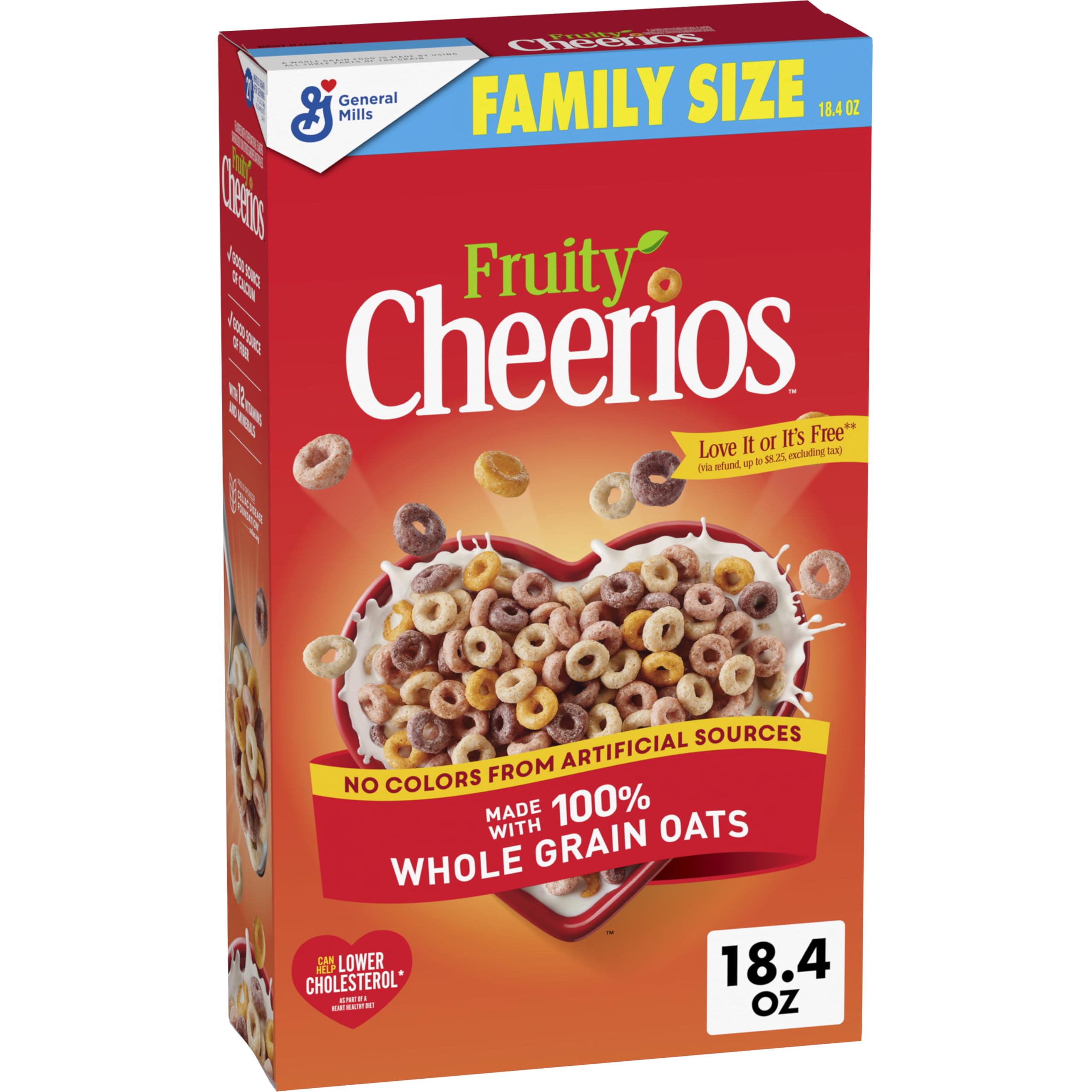 Fruity Cheerios, Heart Healthy Gluten Free Breakfast Cereal, Made with Whole Grain Oats, Family Size, 18.4 oz