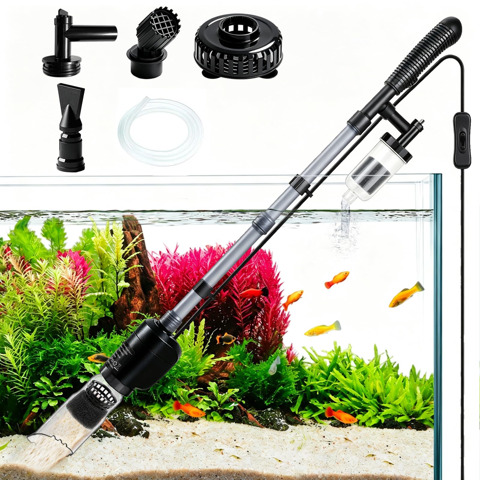 AQQA Acuario Mulmsauger,6 en 1 Eléctrico Acuario Cambio de Agua