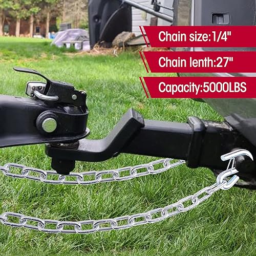 Miniatura 4 de NBJINGYI Cadena de seguridad de cuello de cisne de 14 x 48 pulgadas, 2 unidades de grado 30 con clips de resorte con 2 ganchos en S