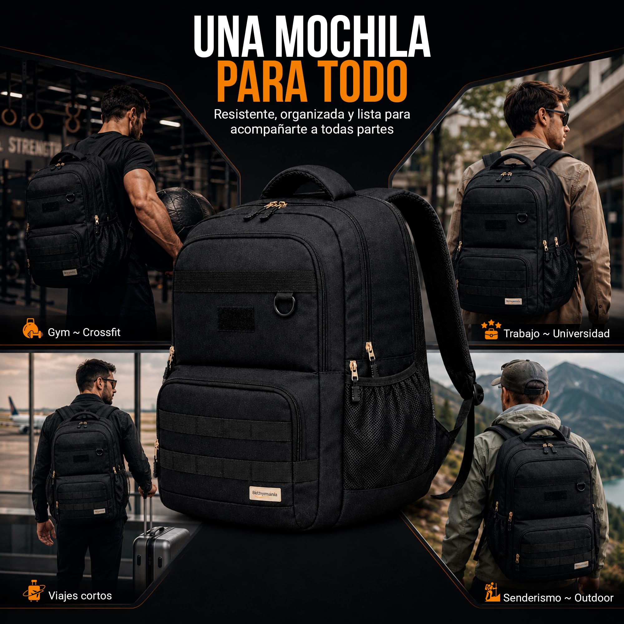 Mochila Táctica Militar 28L Impermeable con Sistema MOLLE y Chubasquero Incluido, Mochila Multifunción para Viaje, Trabajo, Senderismo y Uso Diario, Compartimento para Portátil