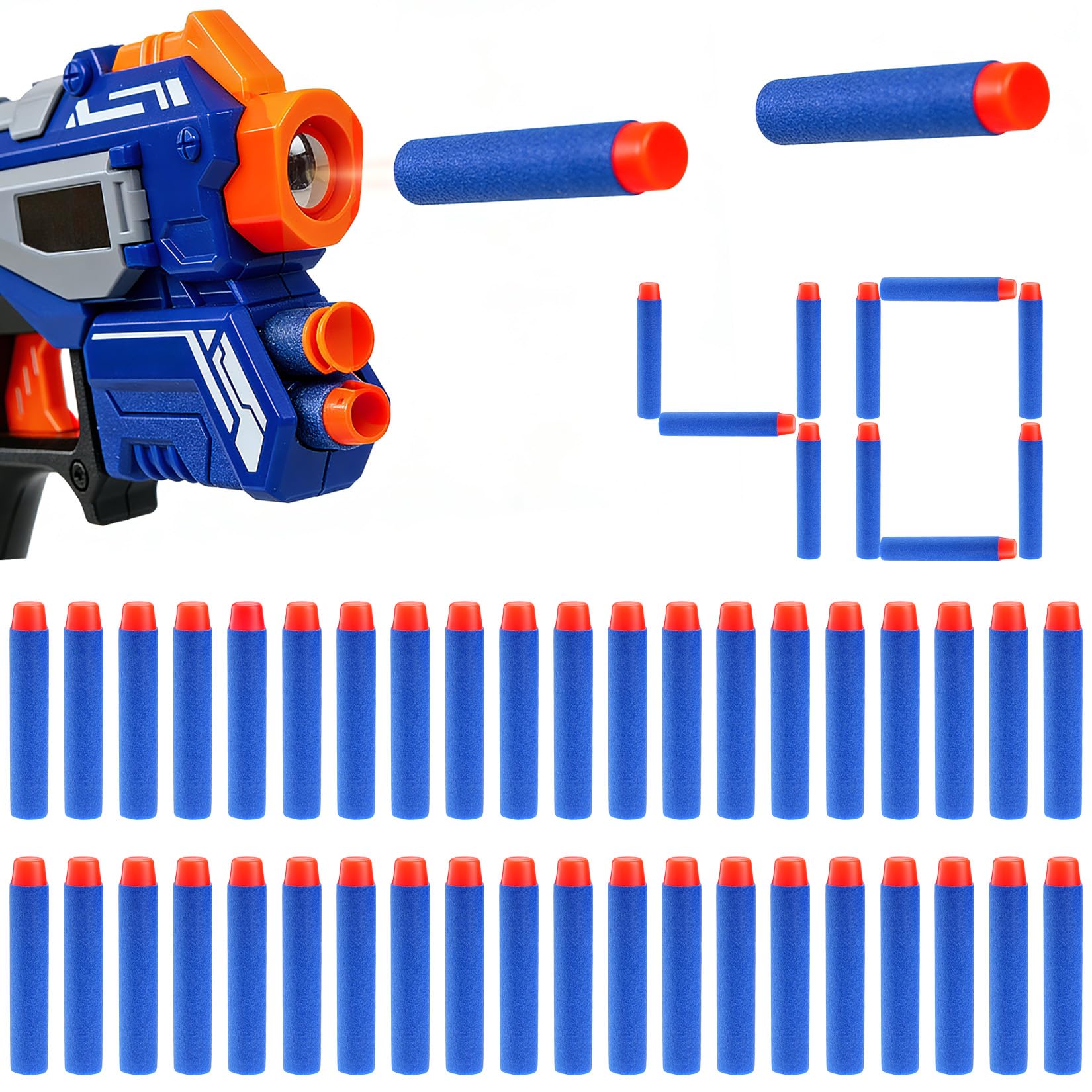 40 sztuk do rzutek Nerf, piankowe rzutki, zestaw do napełniania, do Nerf N-Strike Elite Series Blasters, rzutki do darta, do użytku na zewnątrz, dla rodziny, na imprezy
