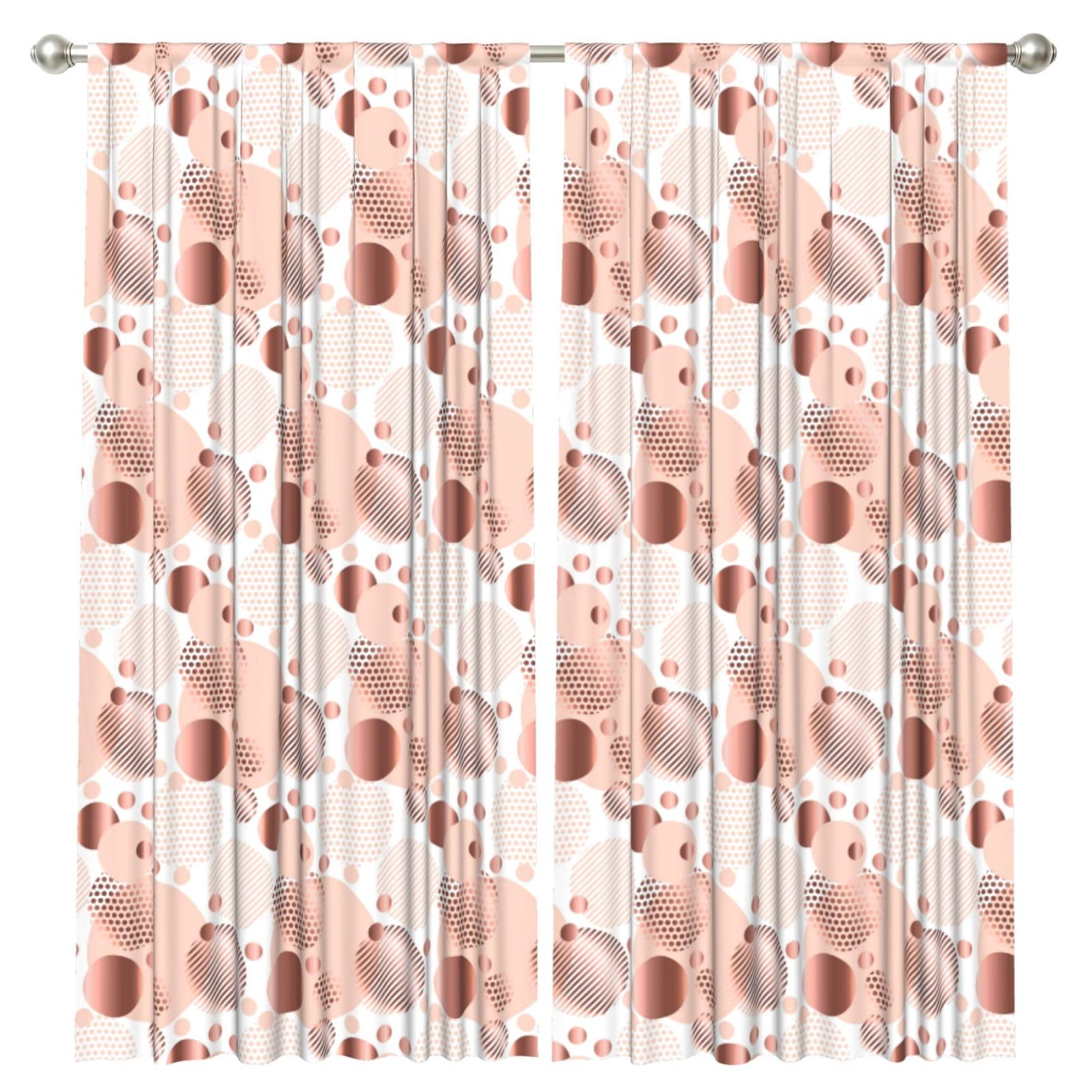 InOmak Rose Gold Wave, 2 Panels Window Curtains 52 x 84 Inch Blackout Curtains for Living Room Bedroom