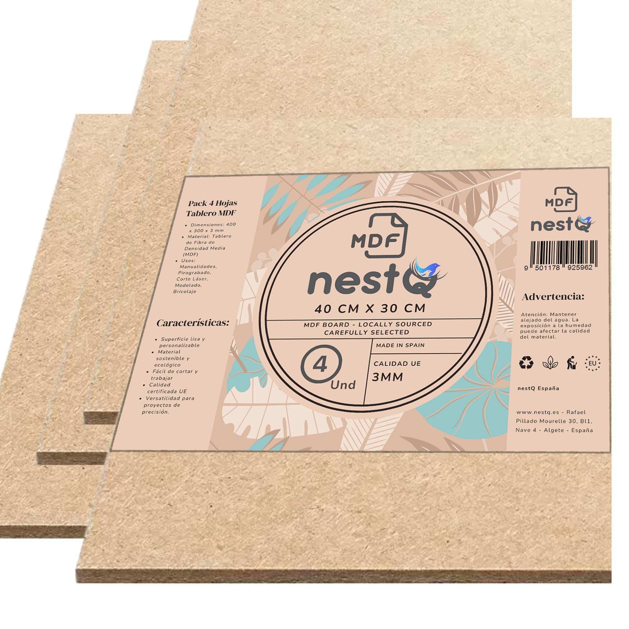 Pannelli in legno MDF da 3 mm. Dimensioni disponibili A0, A1, A2, A3, A4, A5 (a scelta). Supporto per artigianato, decorazione, laser, CNC, pirografia, pittura (2 pz_A2 (420 x 594 mm