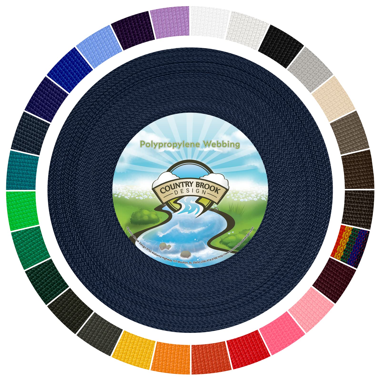 Country Brook Design 1" Webbing - 10/25/50 Yards - 30+ Colors - EDC 1 Inch Polypropylene Webbing for Climbing Outdoors Crafting DIY Gear Repair