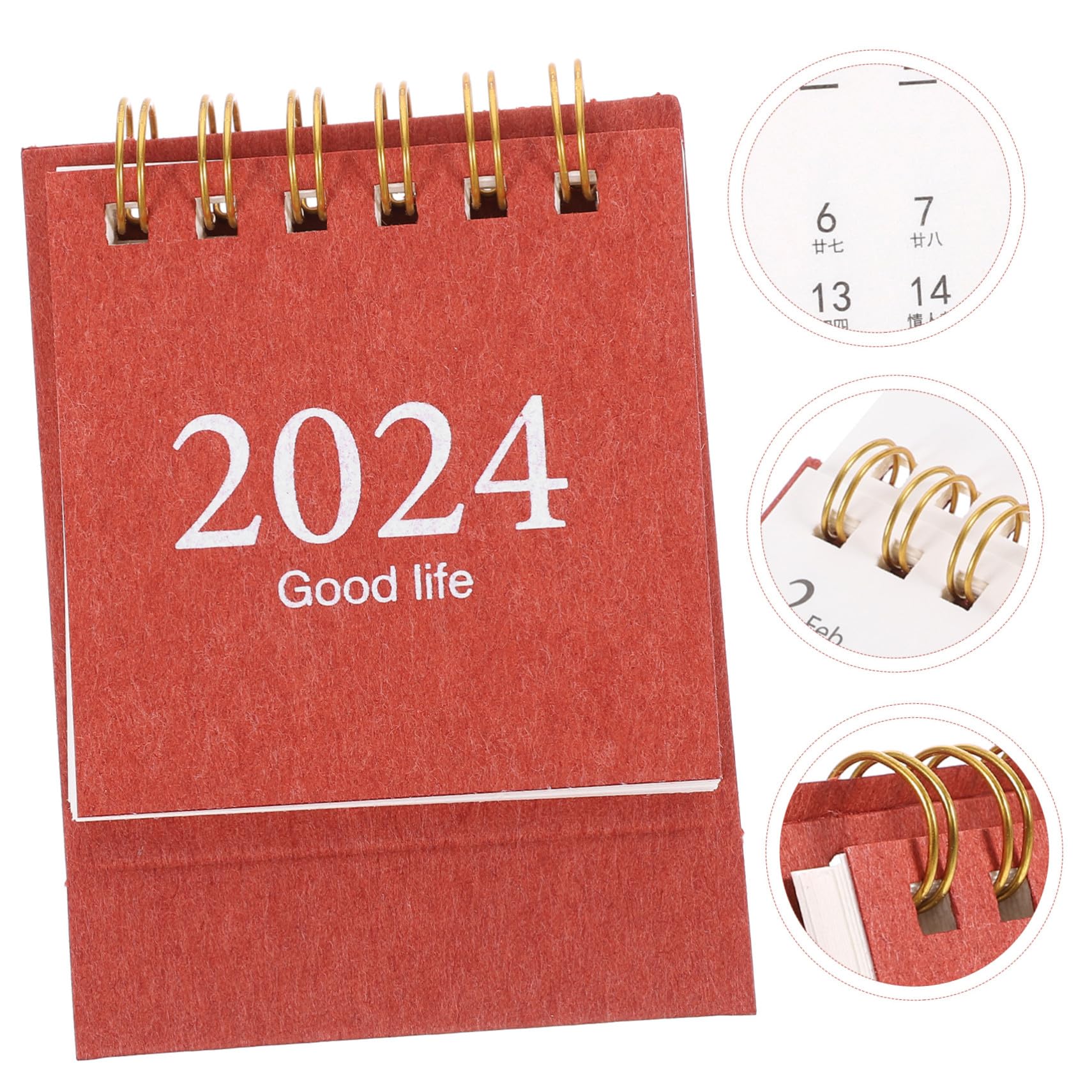Calendario da Scrivania Mini Spiralato Rosso Decorativo Planner Mensile Compatto per Ufficio Casa Calendario Settimanale Tavolo con Spazio per Appunti e Disegni