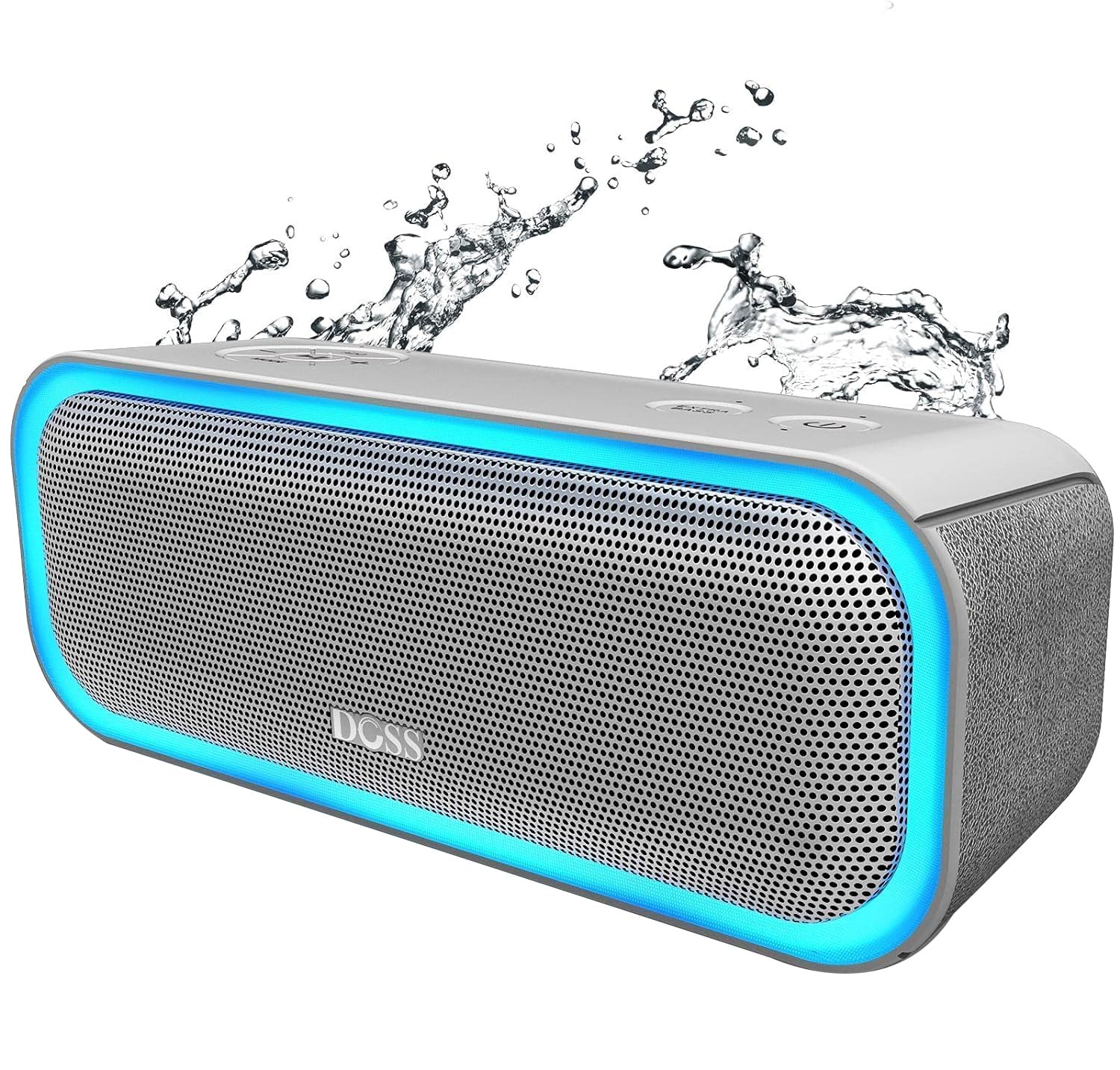 DOSS SoundBox Pro Bluetooth Speaker, 20W Stereo Sound, Active Extra Bass, 20H Playtime, Multi-Color Lights, IPX6 for Home, Outdoor, Party, Christmas and White Elephant Gift for Men, Women, Teen-Grey