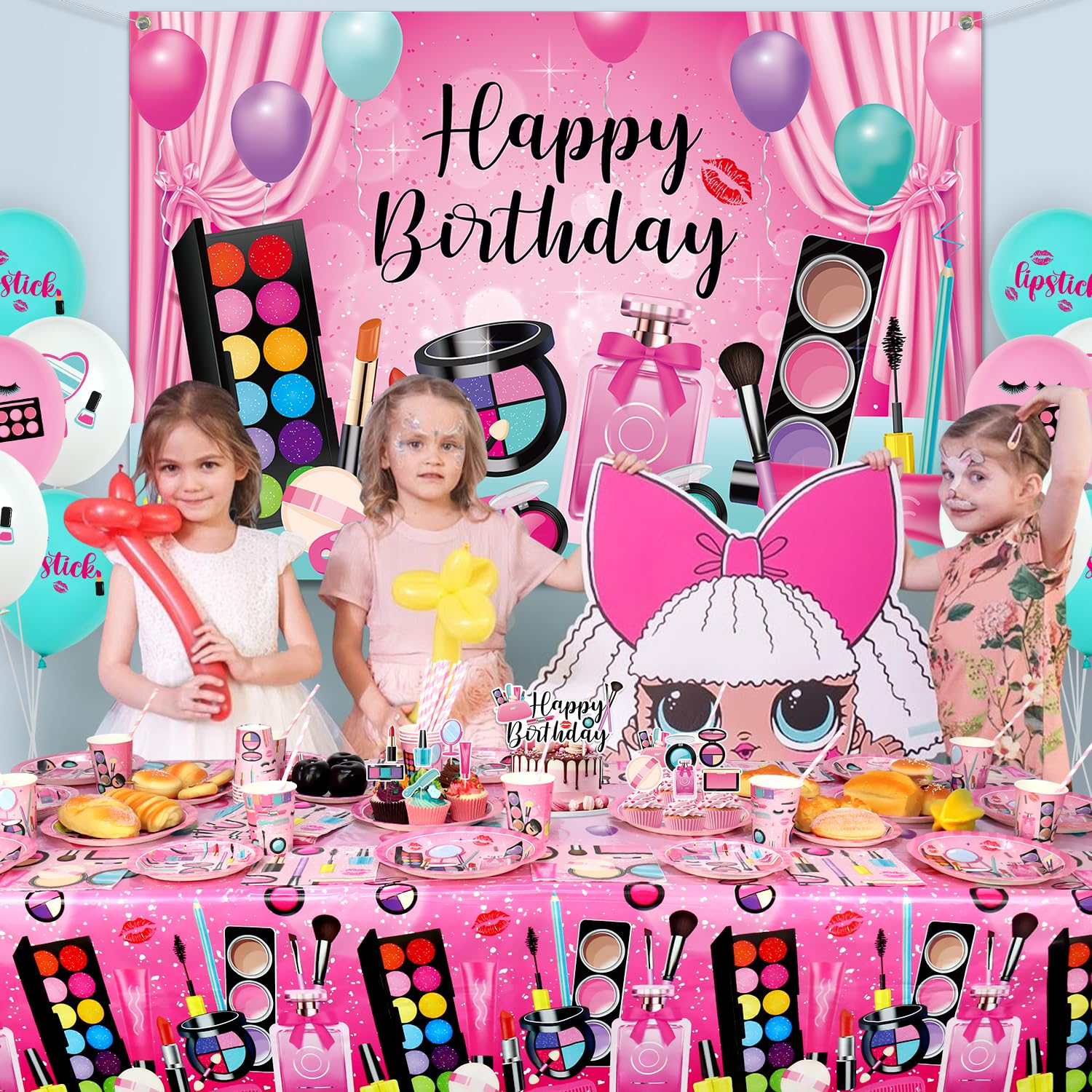 Decorazione per feste di compleanno spa, forniture per feste di trucco, piatti, tazze, tovaglioli, tovaglia, sfondo di buon compleanno, palloncini, topper per torte per ragazze donne sonno coccole spa
