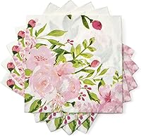 Vista 3 de Suministros de fiesta floral vintage, servilletas de papel blanco (6.5 x 6.5 pulgadas, paquete de 150)